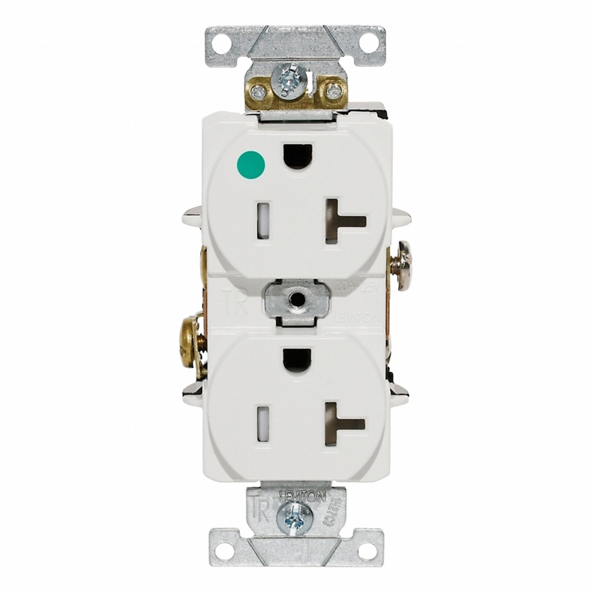 Duplex Receptacle Outlet: Duplex, 5-20R, 20 A, 125V AC, White, 2 Pole / 3 Wire Poles & Wires