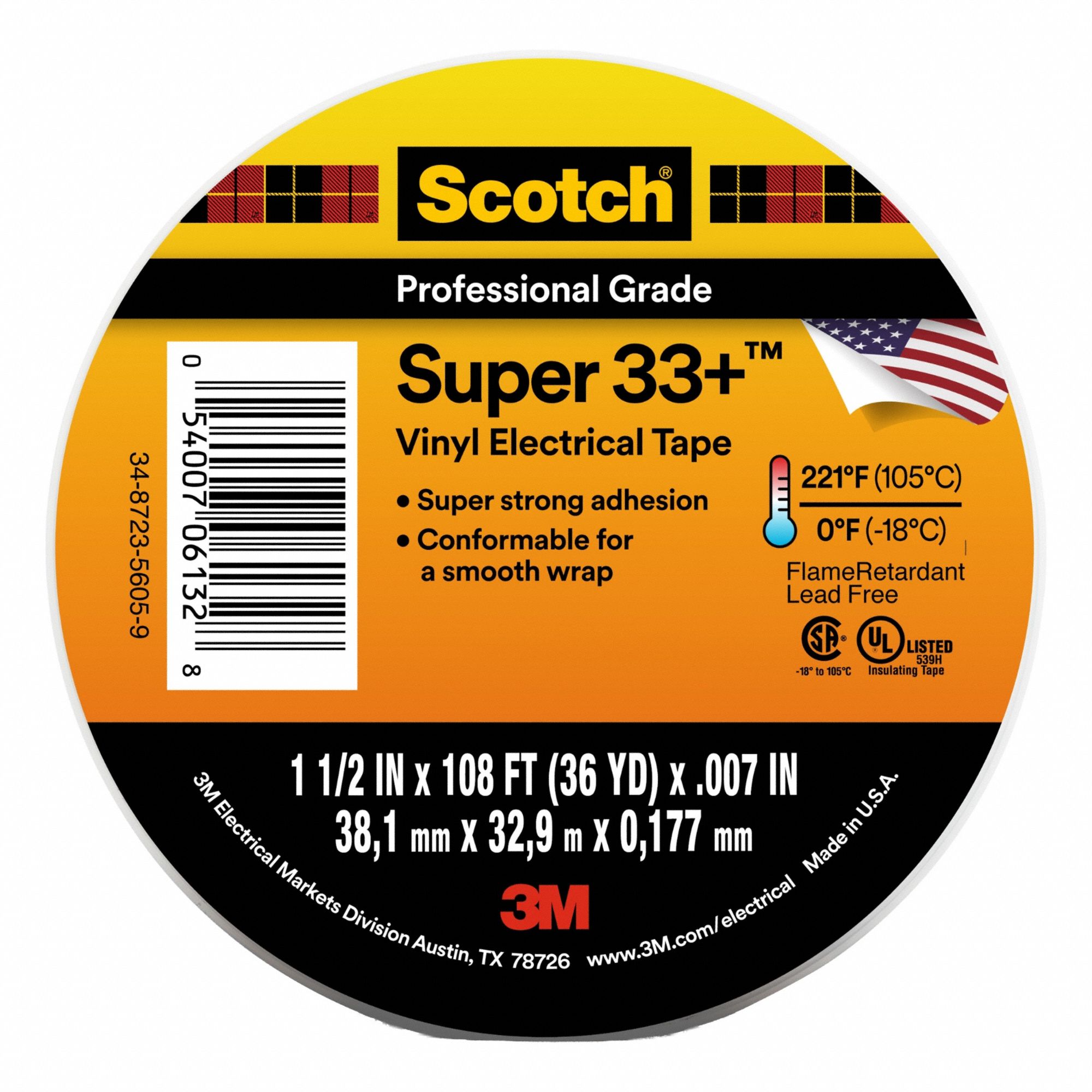 Vinyl Electrical Tape Black 1.5 x 36 yd