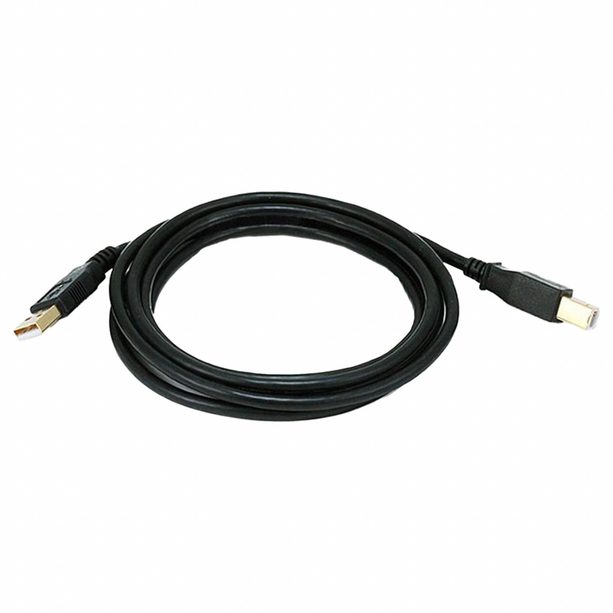 Standard USB Cable: Type A End 1, Type B End 2, Black, 6 ft Lg, 2.0 USB Specification