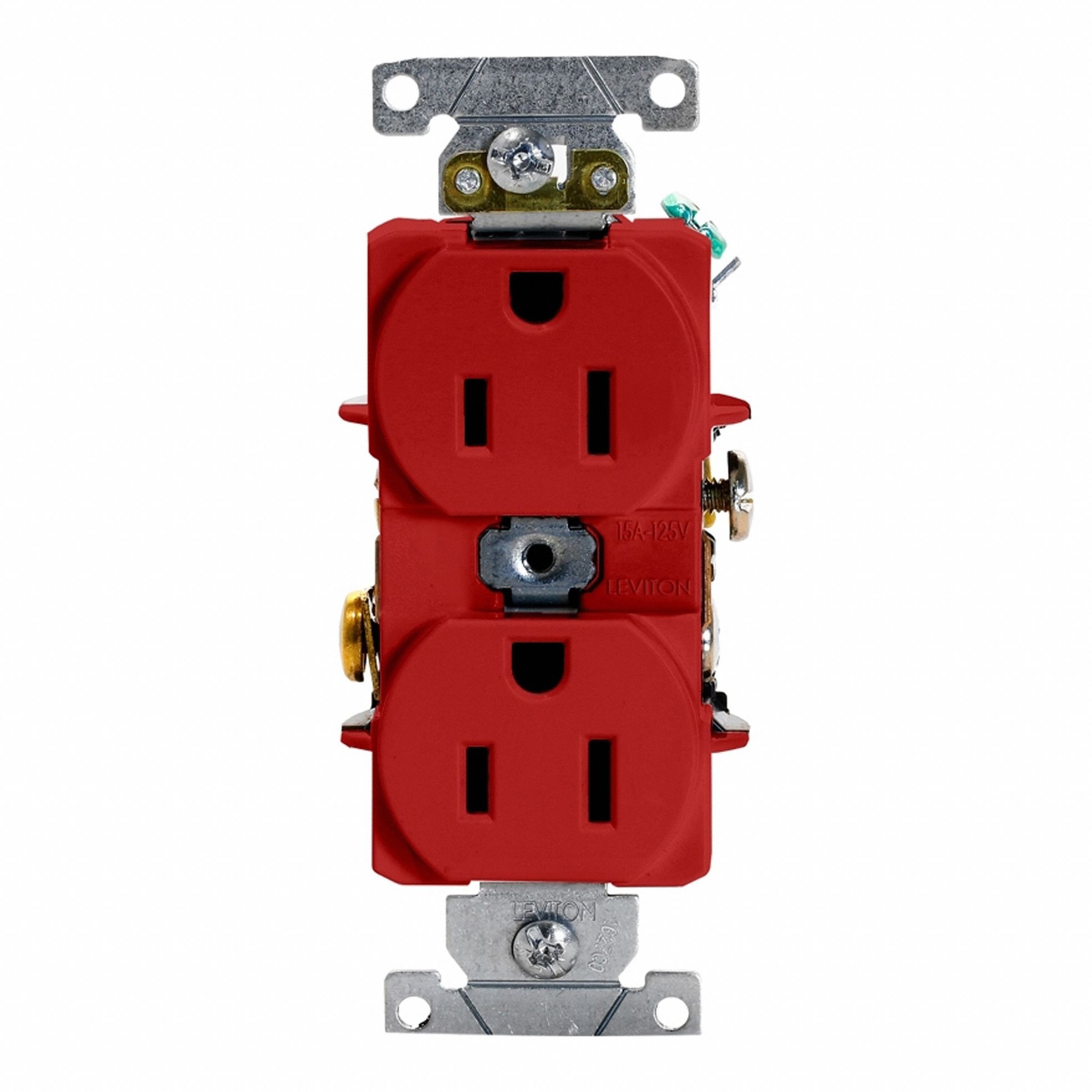 Dup Rec 15A 125V Self-Gr Red