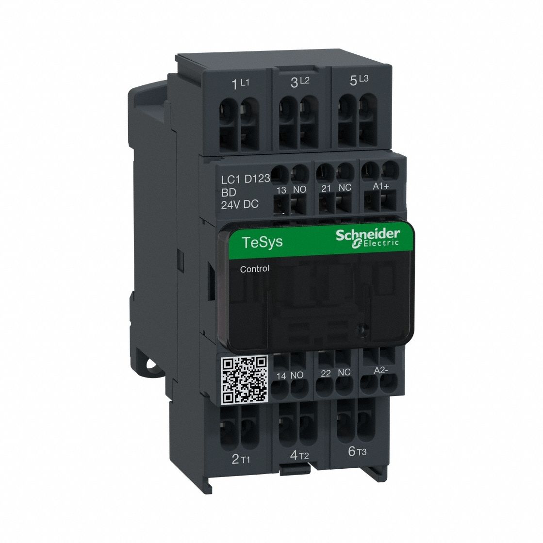 IEC Magnetic Contactor: Non-Reversing, 3 Poles, 3NO Contacts, 12 A, 24V DC Coil, 1NO/1NC