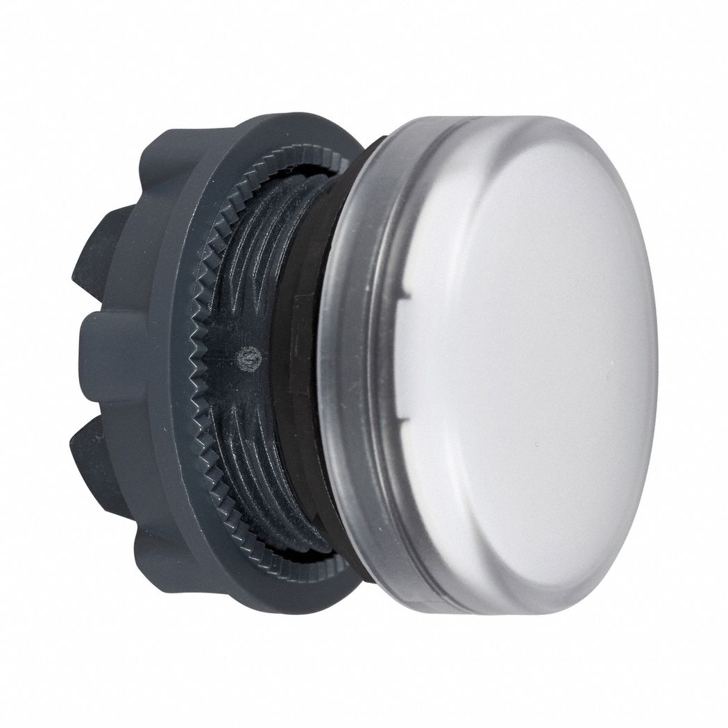 Pilot Light Head: 22 mm Panel Mounting Hole Dia, White, Smooth, XB5 Series