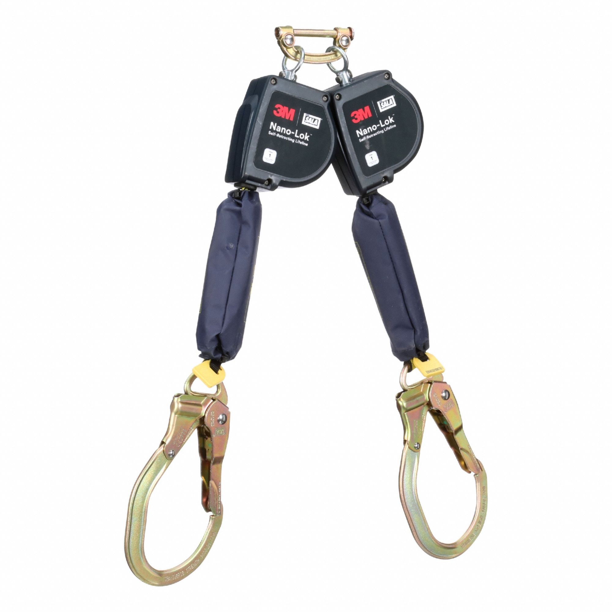 Self Retracting Lifeline: Steel Rebar Hook Anchor, Harness Steel Quick-Connect, 2 legs