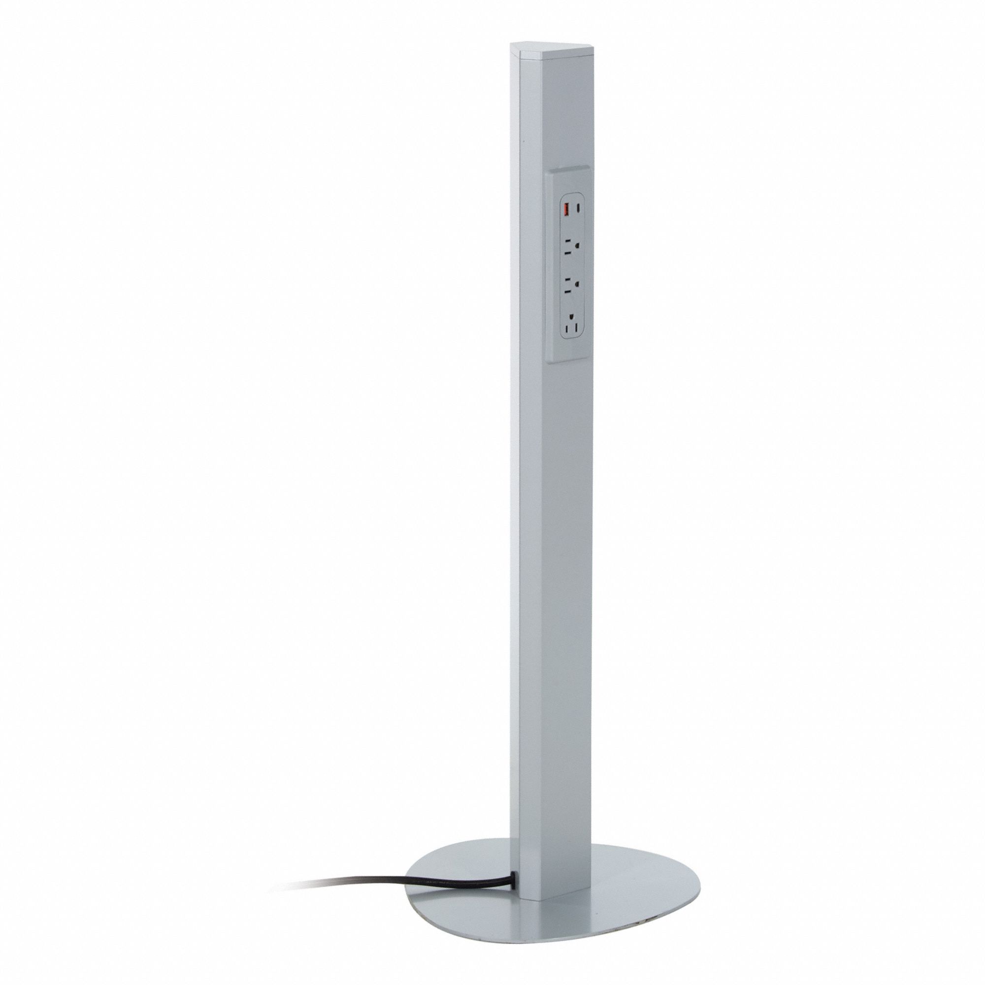 Technology Charging Station: Universal, Silver, 35 3/4 in Overall Ht, 5 Outlets