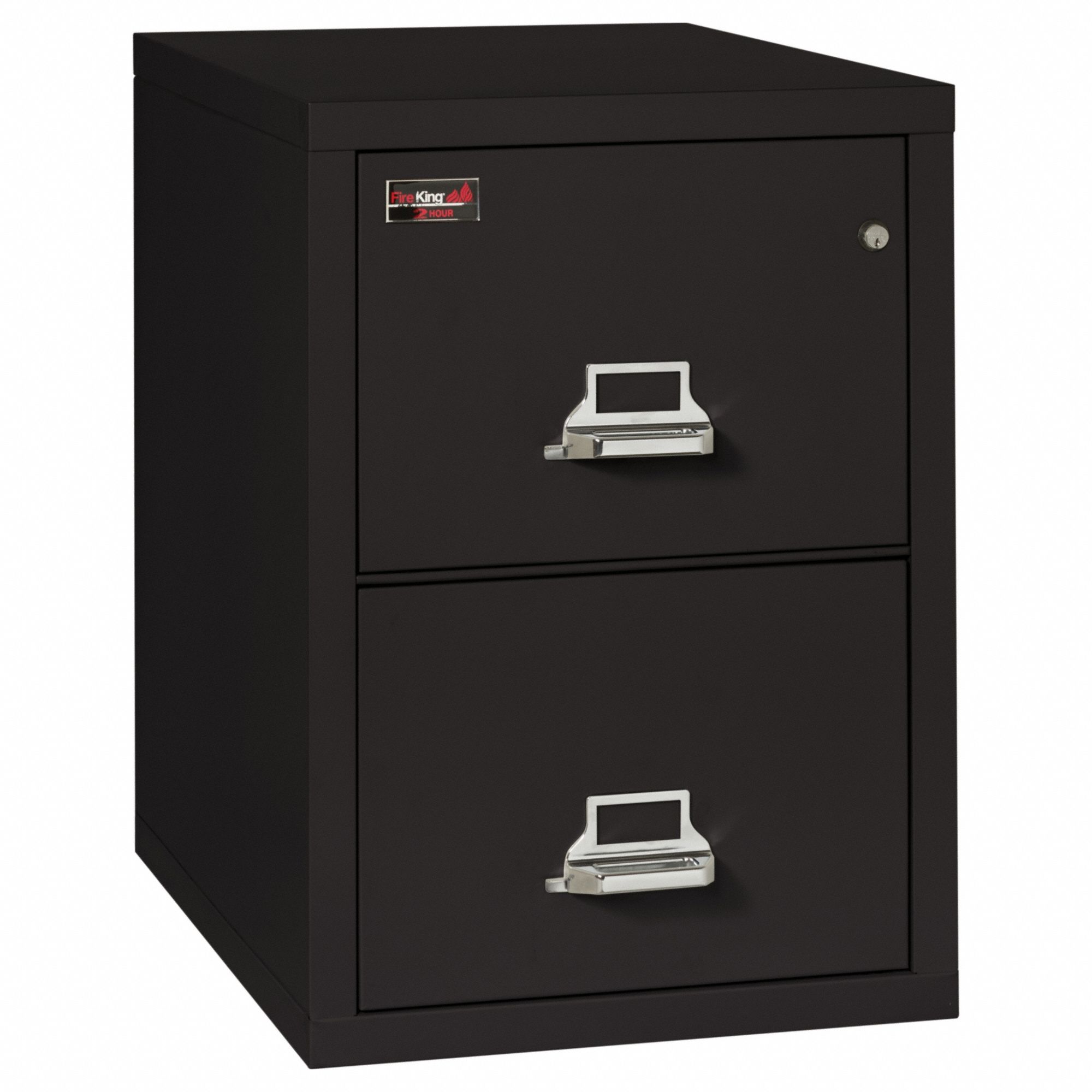 Fire-Resistant Vertical File Cabinet: Black, 2 Drawers, 29 1/2 in Overall Ht, Gypsum/Steel