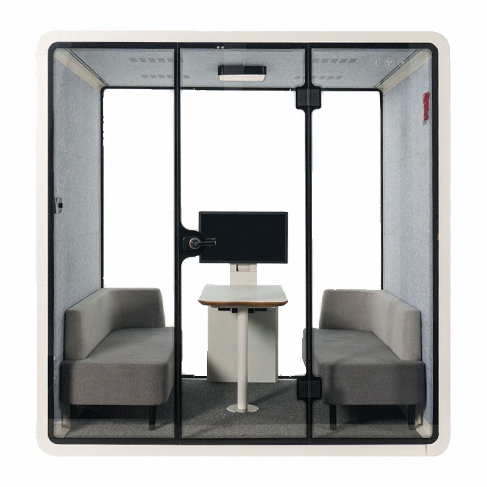 Office Pod: WorkCube, 4 Seating Positions, White, Aluminum, 92 3/8 in Ht - Max, 60 1/2 in