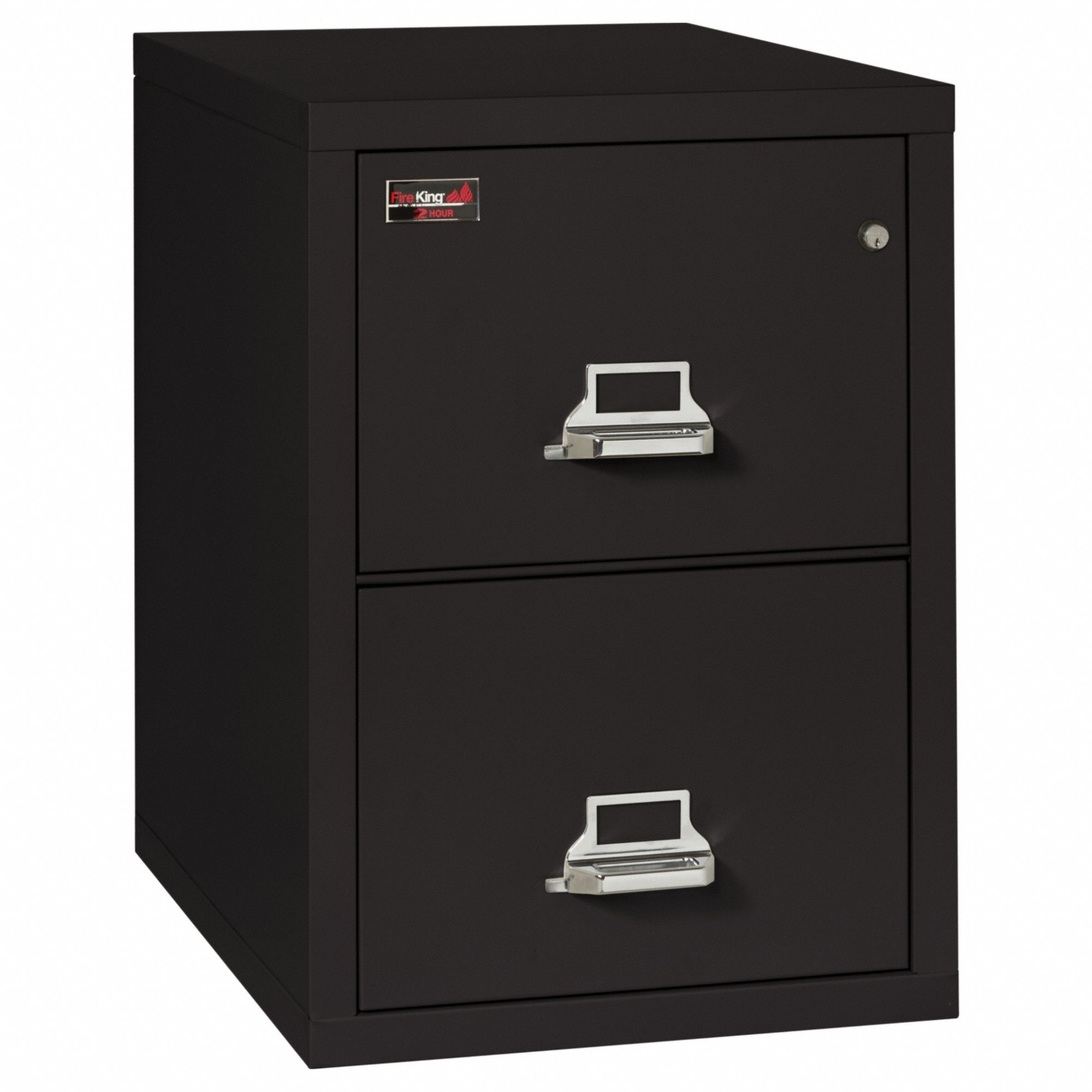 Fire-Resistant Vertical File Cabinet: Black, 2 Drawers, 29 7/8 in Overall Ht, Gypsum/Steel