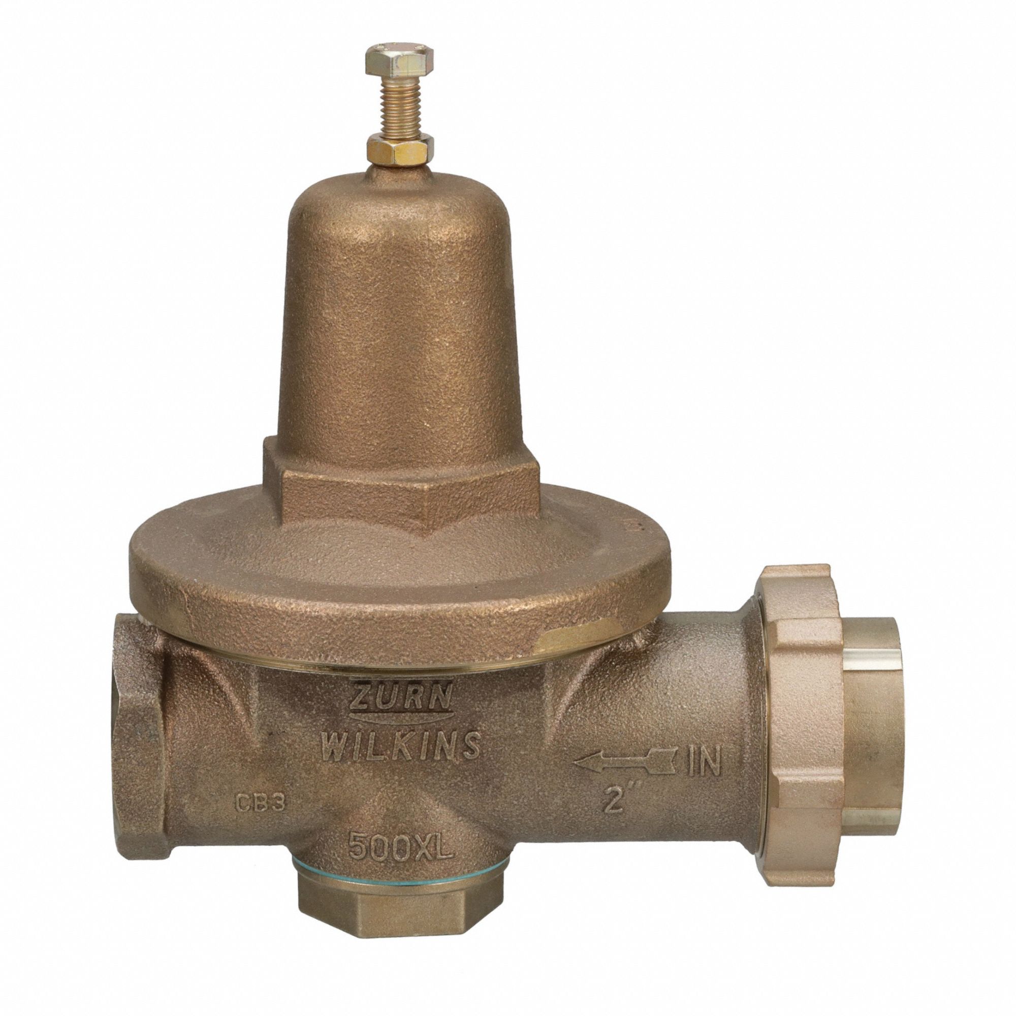 Water Pressure Reducing Valve: FNPT x FNPT, 2 in Pipe Size, Bronze, 25 psi to 75 psi