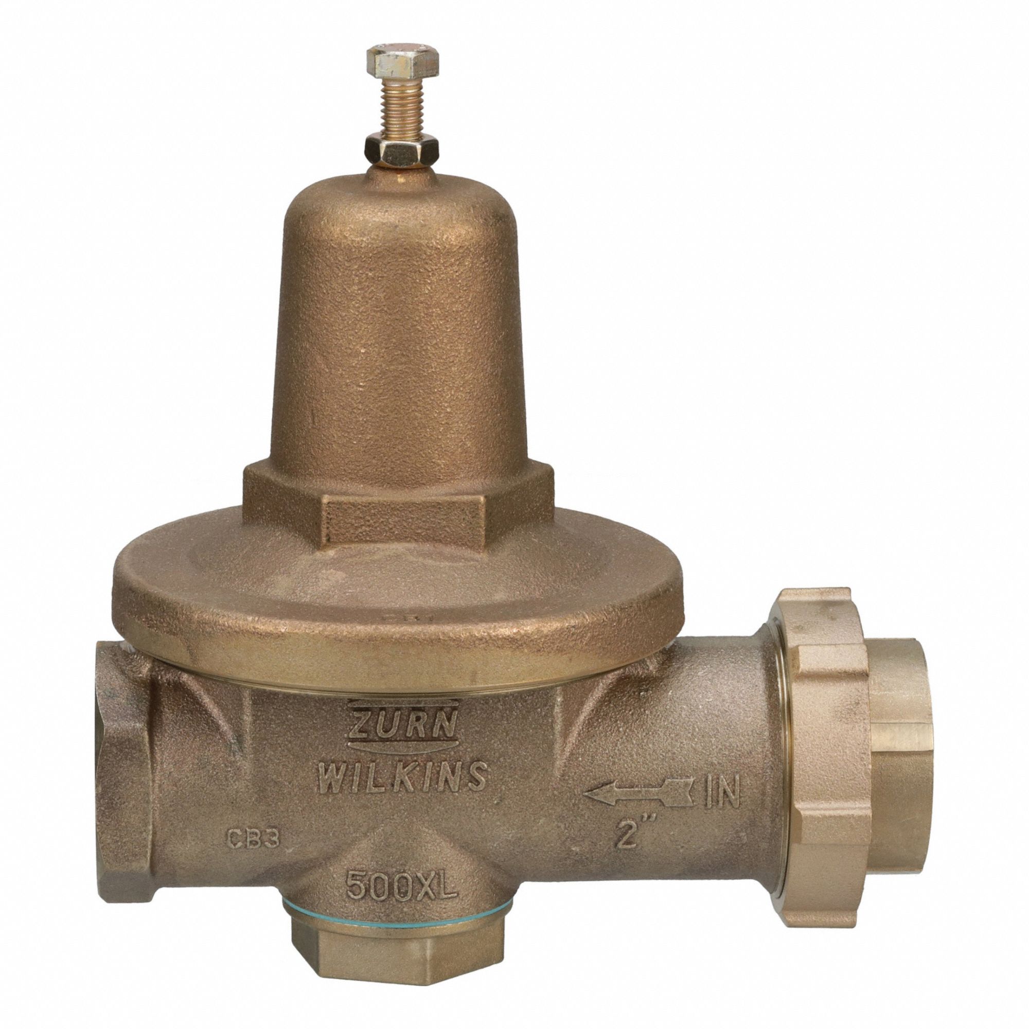 Water Pressure Reducing Valve: FNPT x FNPT, 2 in Pipe Size, Bronze, 75 psi to 125 psi