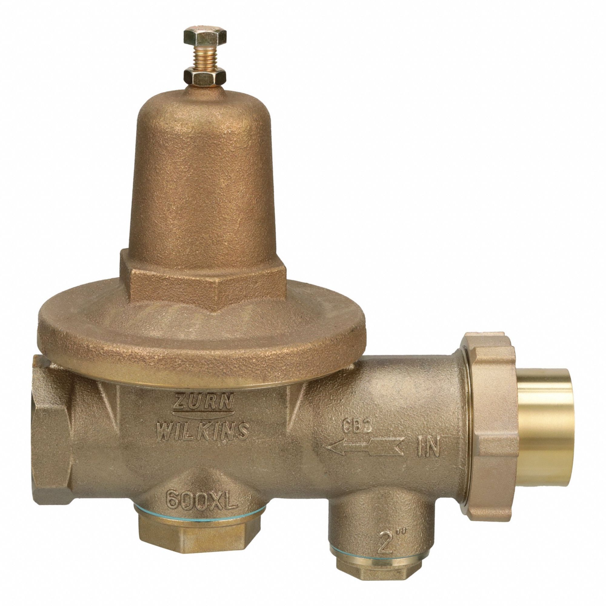 Water Pressure Reducing Valve: FNPT, 2 in Pipe Size, Cast Bronze, 25 psi to 75 psi, NPT