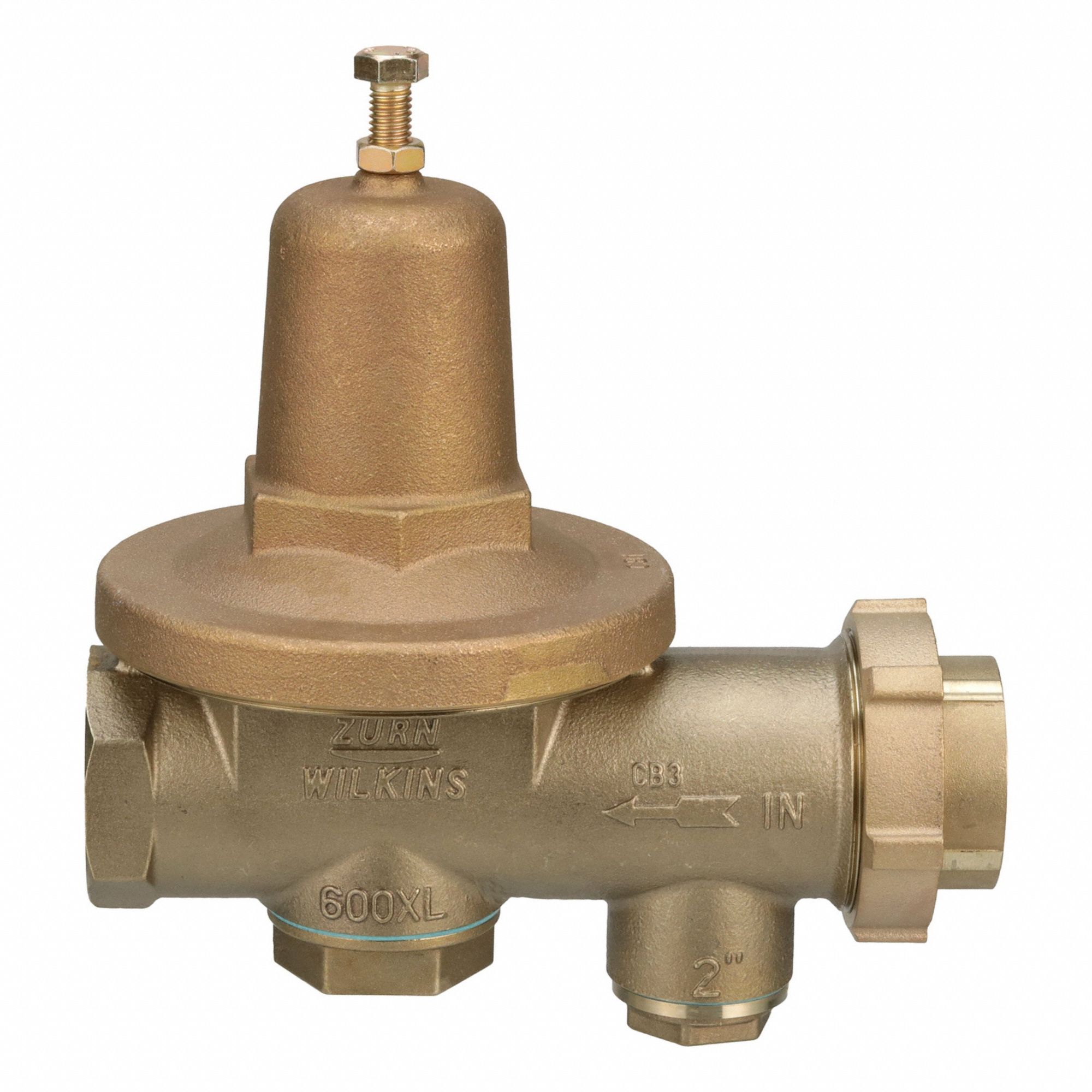 Water Pressure Reducing Valve: FNPT x FNPT, 2 in Pipe Size, Cast Bronze, 25 psi to 75 psi