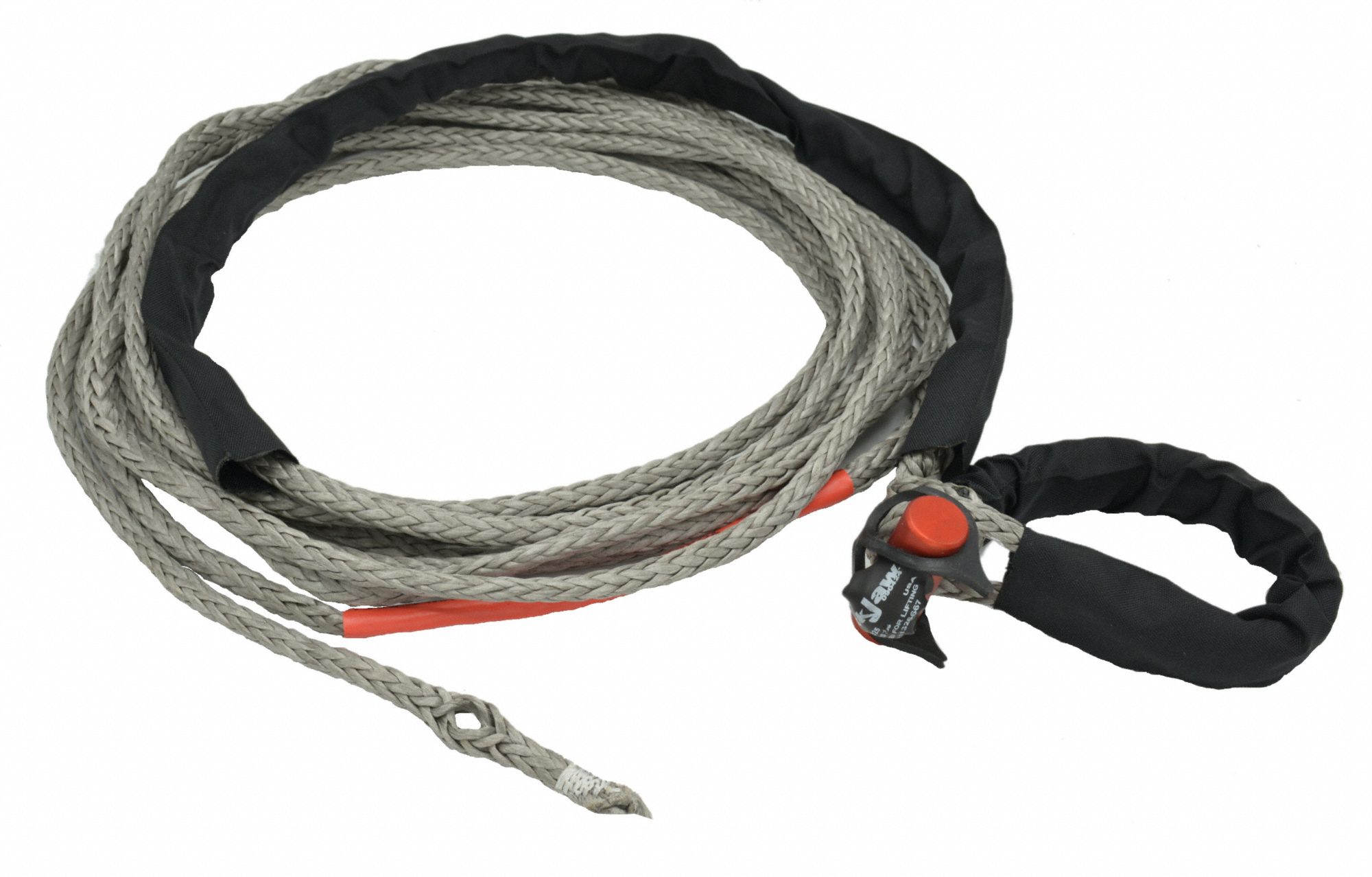 Winch Line: Rope, 25 ft Line Lg, 1/4 in Line Dia, Synthetic Fiber