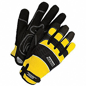 BREATHABLE GLOVES, HEAVY-DUTY, SIZE M, BLACK/YELLOW, SPANDEX/SYNTHETIC LEATHER