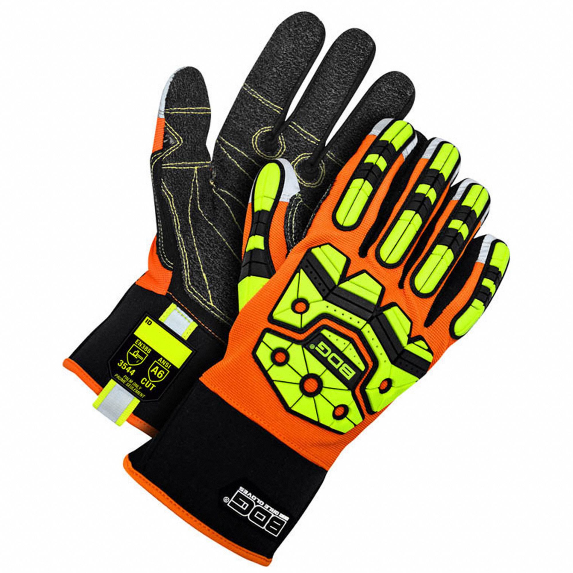 PERFORMANCE GLOVES, ANSI CUT LVL A6/PUNCTURE LVL 2, XL, HI-VIZ ORANGE, TEXTURED KEVLAR PALM, PR