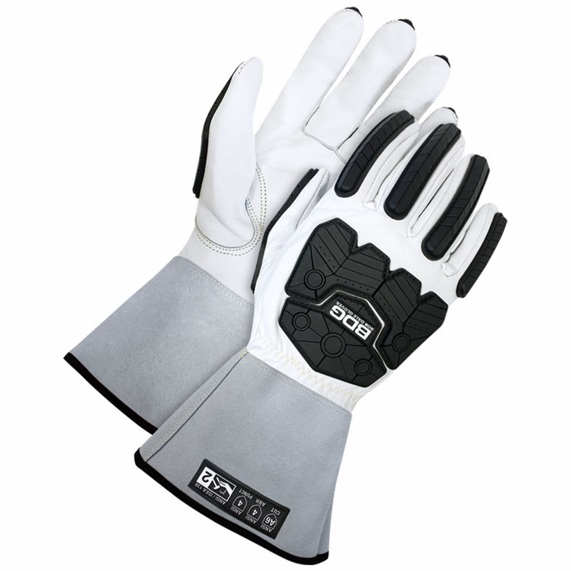 LEATHER GLOVES, XL, PREMIUM GOATSKIN, ANSI IMPACT LEVEL 2, ANSI CUT LEVEL A6 GREY