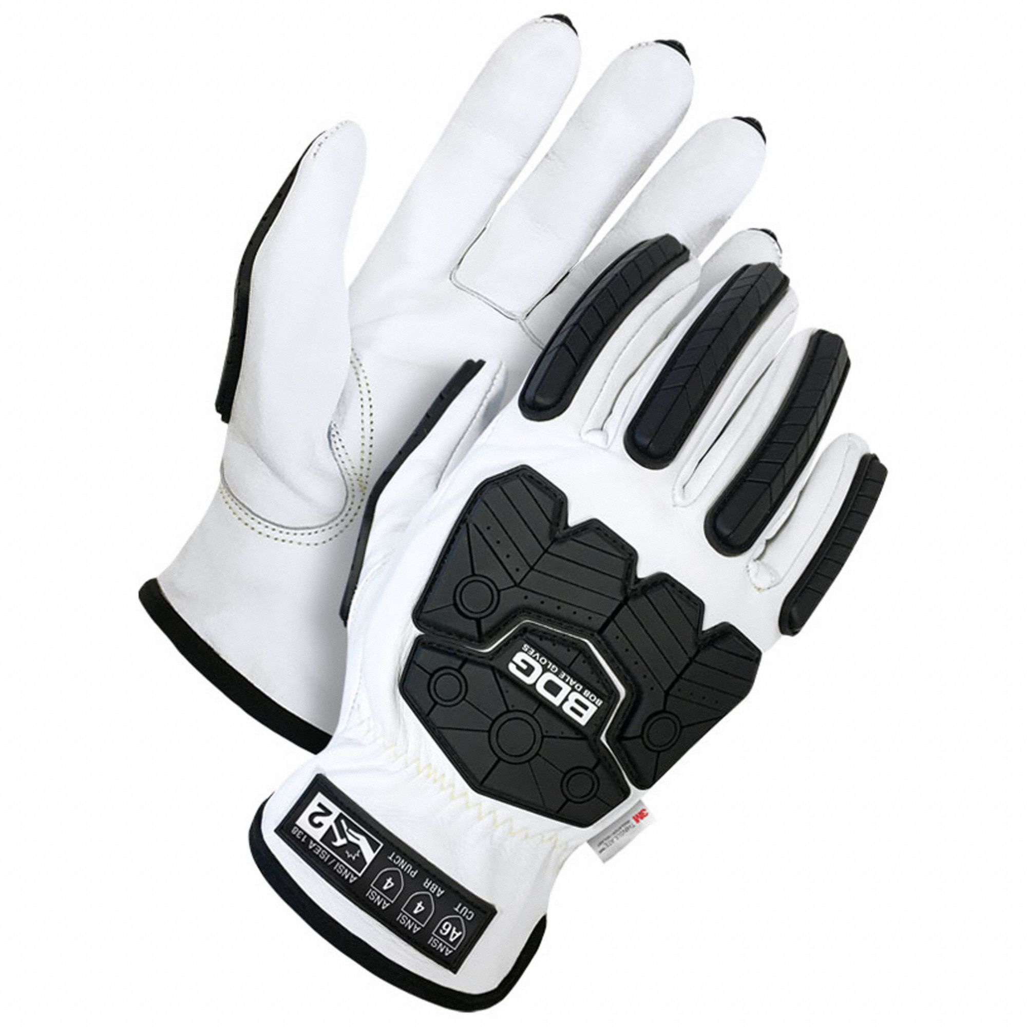 LEATHER GLOVES, 3XL, PREMIUM GOATSKIN, ANSI IMPACT LEVEL 2, ANSI CUT LEVEL A6 GREY