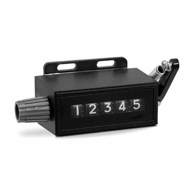 Mechanical Stroke Counter: Top Coming (TC), Top Coming (TC), Base Mounting, White, 5 Digits