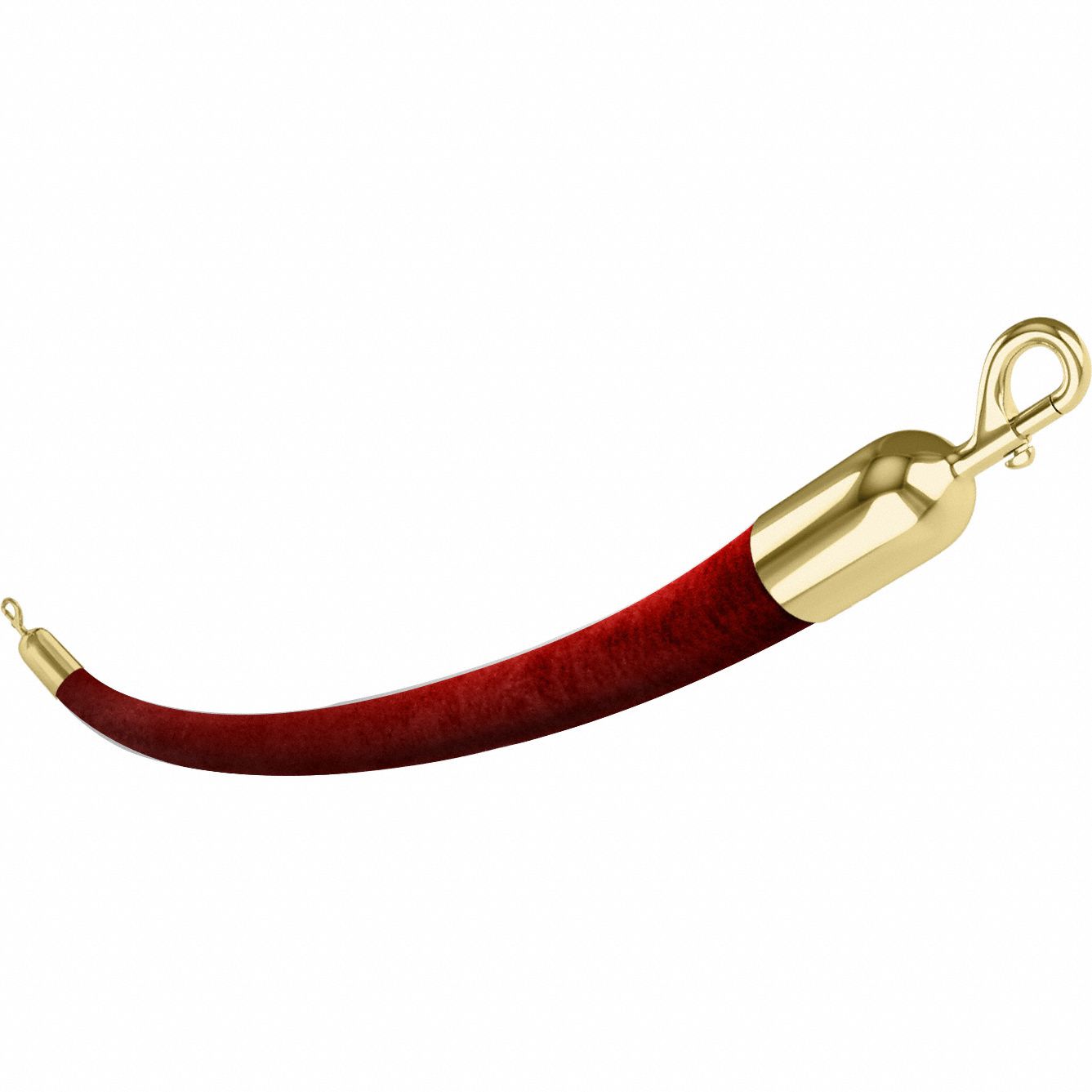 Barrier Rope: Red, 6 ft Overall Lg, Velvet, Snap End