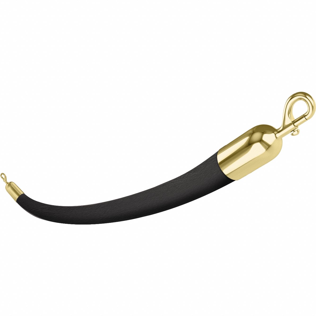 Barrier Rope: Black, 6 ft Overall Lg, Naugahyde, Snap End