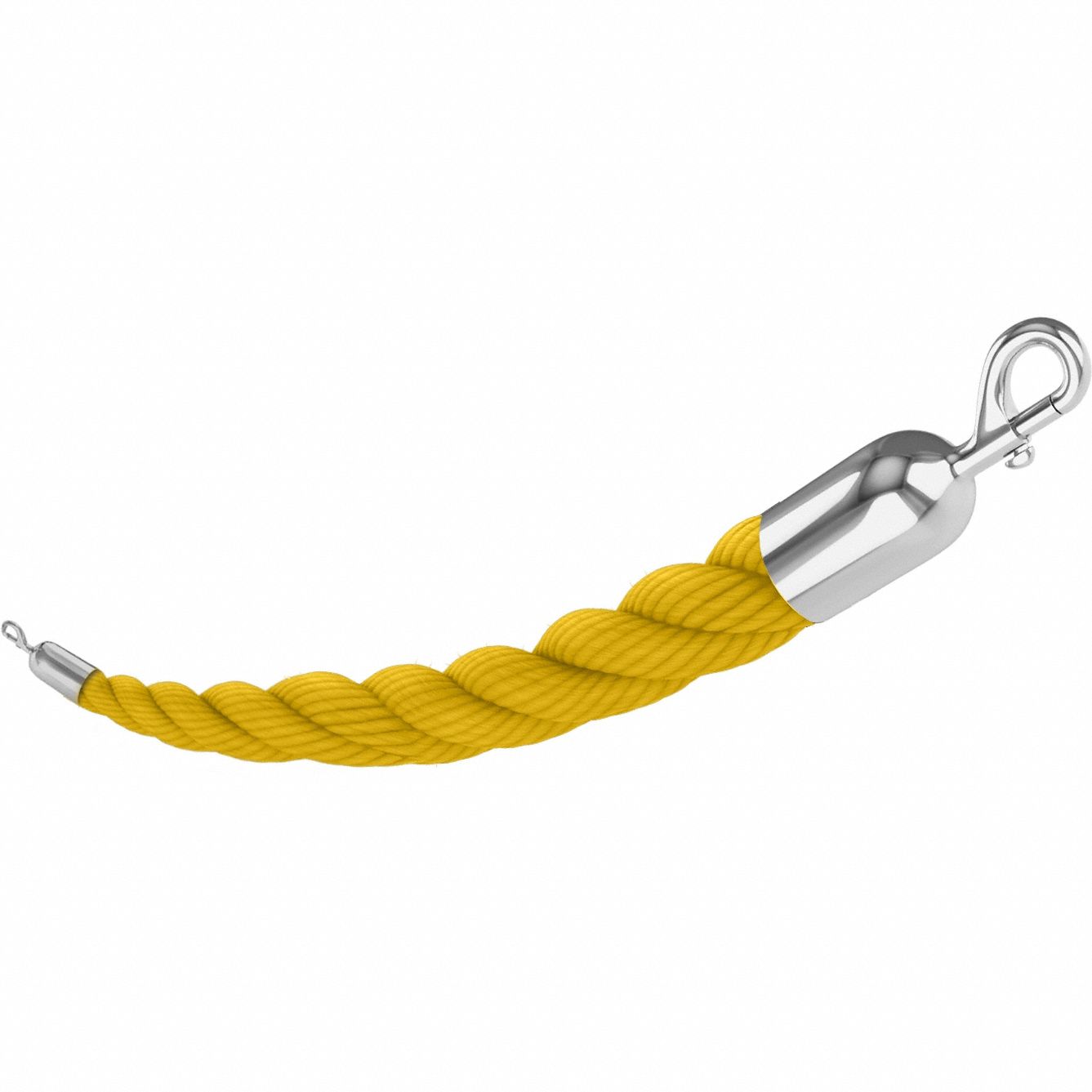 Barrier Rope: Yellow, 6 ft Overall Lg, Polypropylene, Snap End