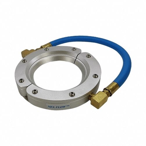 Ring Blade air wipes: 4 in Throat Dia, 6 3/4 in Overall Ring Dia, 2 Air Inlets, 1/4 in FNPT