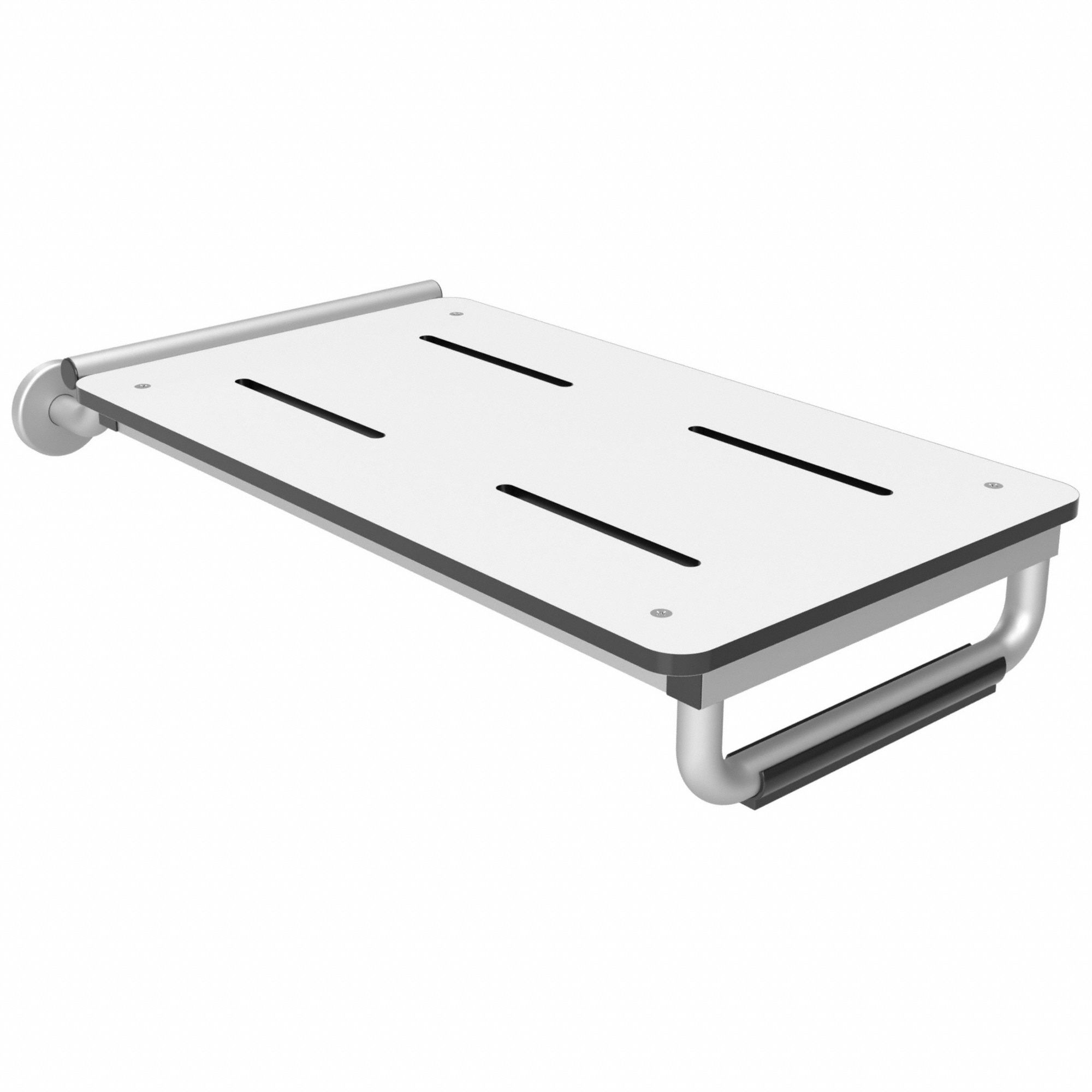 Shower Bench: Phenolic/Stainless Steel, 15 in Max. Seat Wd, 250 lb Wt Capacity