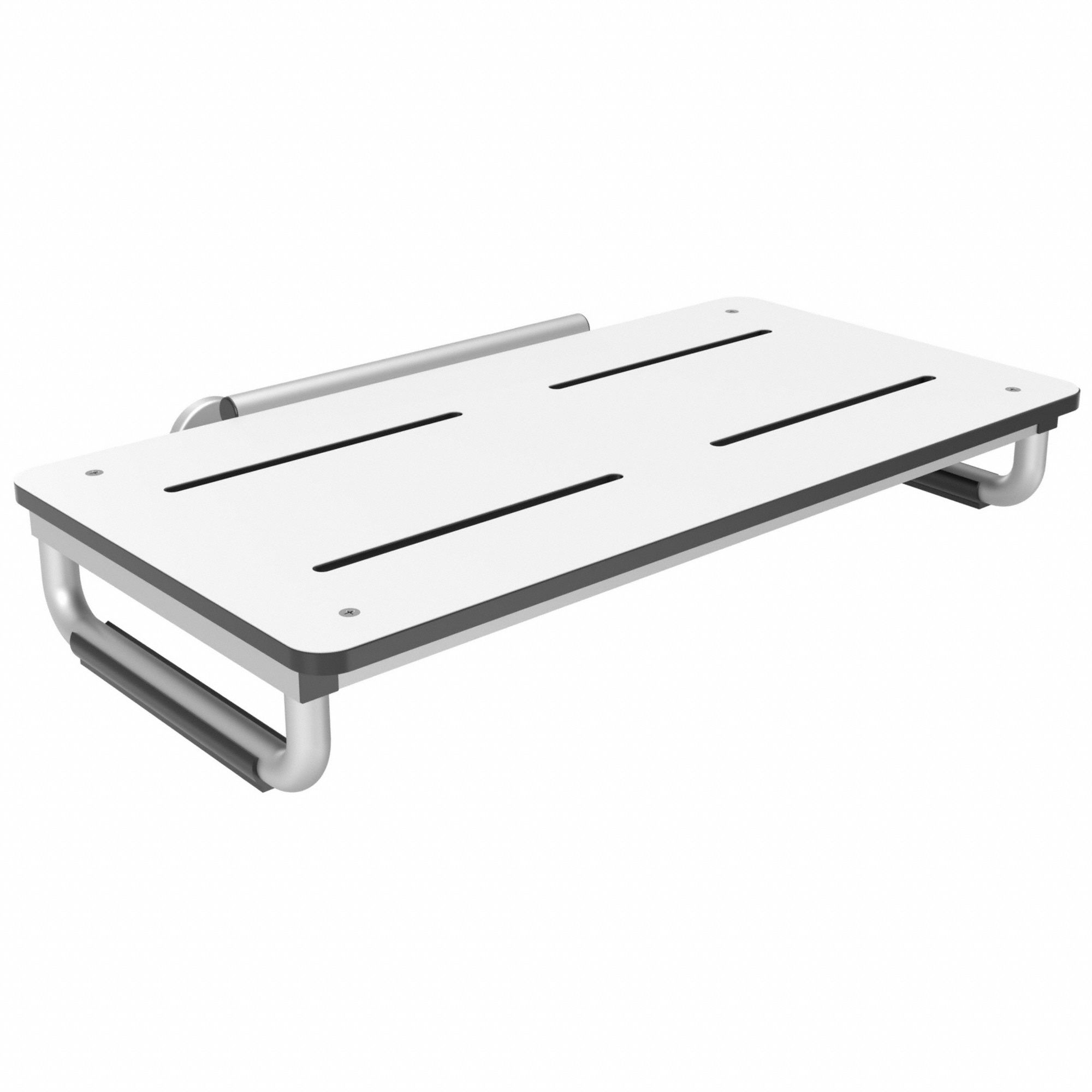 Shower Bench: Phenolic/Stainless Steel, 18 1/2 in Max. Seat Wd, 800 lb Wt Capacity