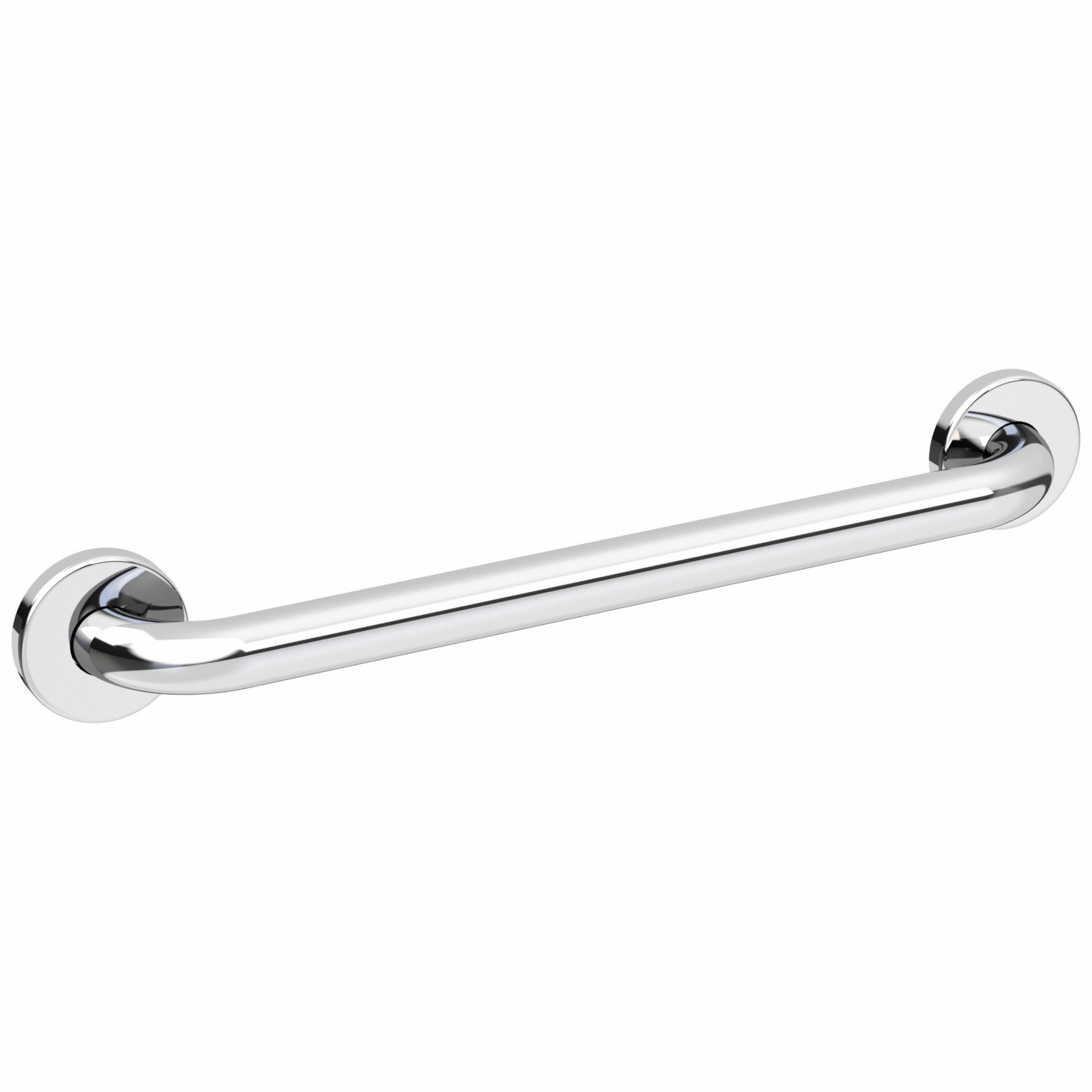 Grab Bar: Straight, 36 in Lg, 1 1/4 in Dia, Stainless Steel, Polished, Silver