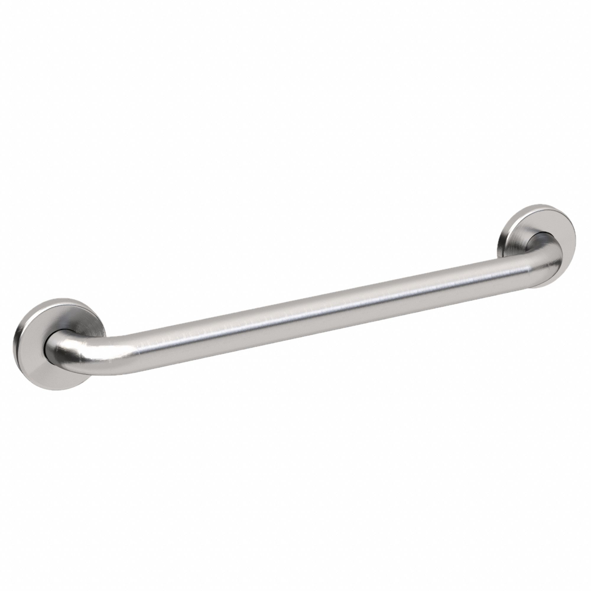 Wall Grab Bar: Straight, 18 in Lg, 1 1/4 in Dia, Stainless Steel, Satin, 800 lb Wt Capacity