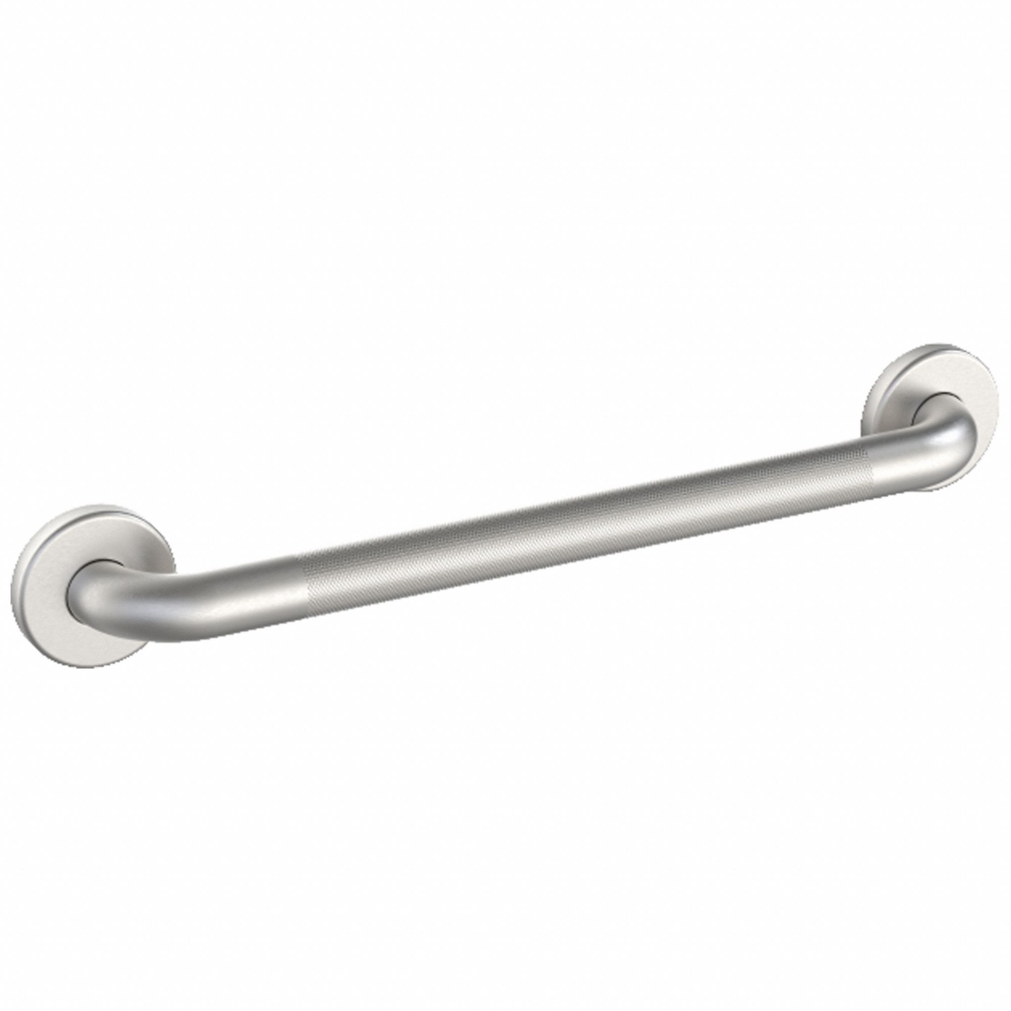 GRAB BAR: STRAIGHT, 18 IN L, 1¼ IN DIA, STAINLESS STEEL, KNURLED SATIN, SILVER