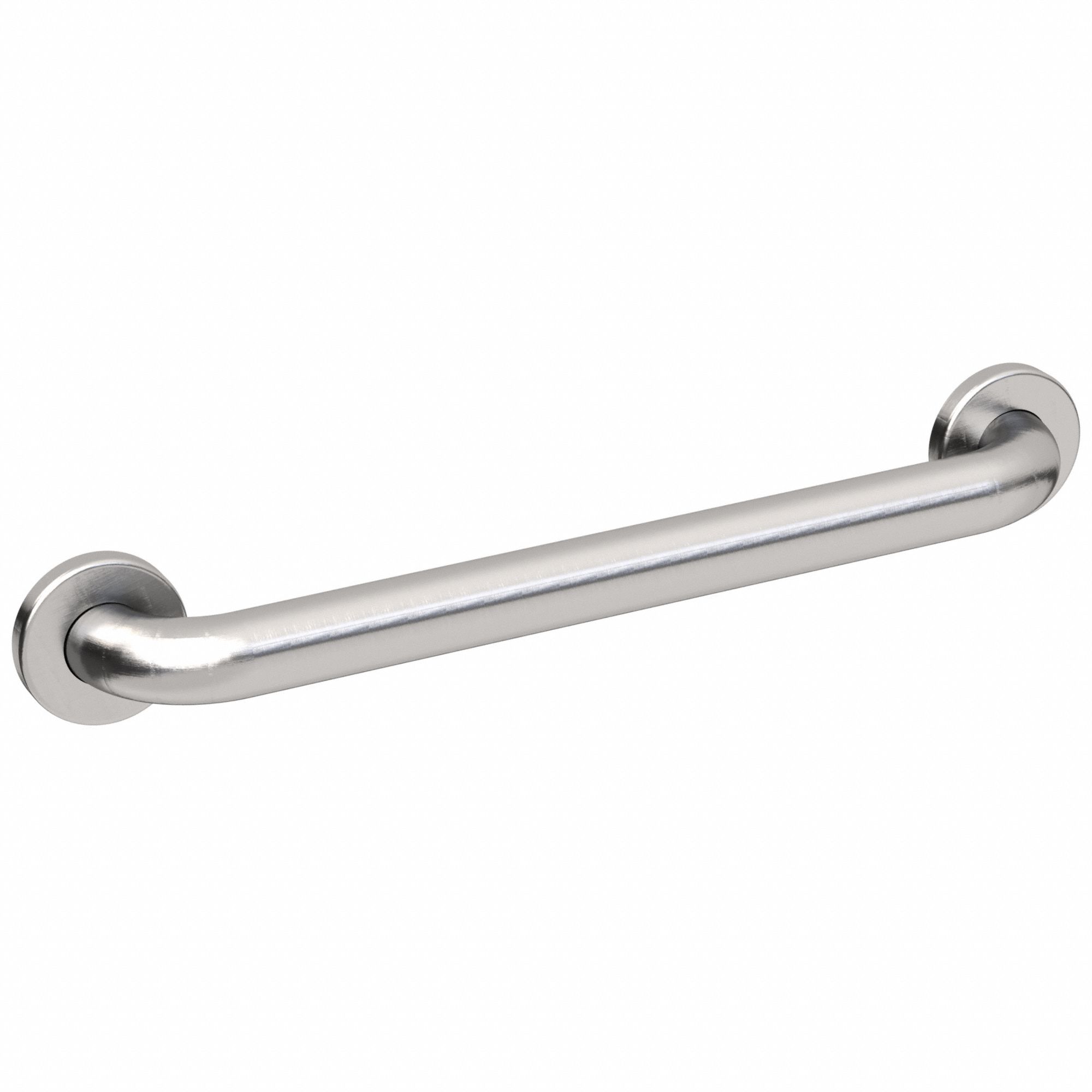 Wall Grab Bar: Straight, 18 in Lg, 1 1/2 in Dia, Stainless Steel, Satin, 800 lb Wt Capacity