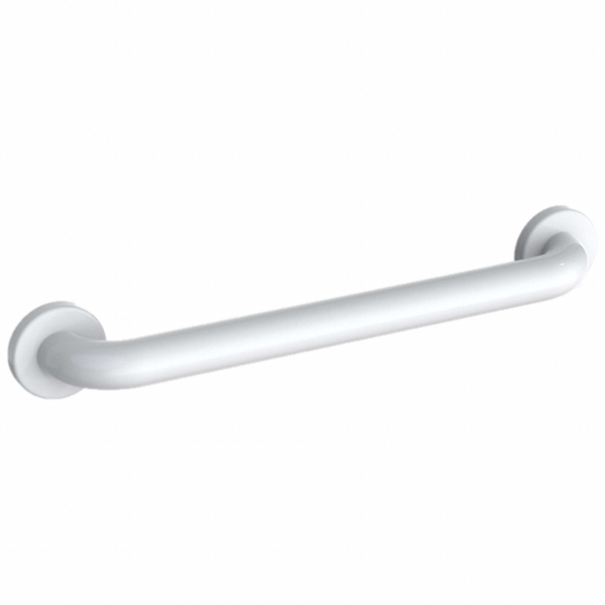 Grab Bar: Straight, 12 in Lg, 1 1/2 in Dia, Stainless Steel, Painted, White