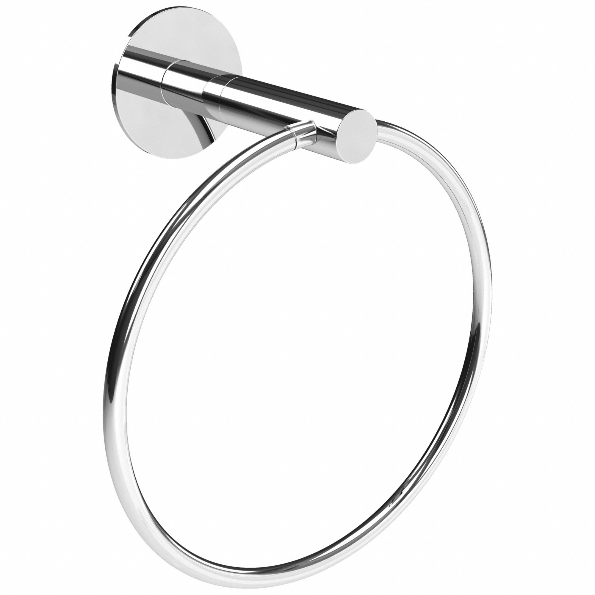 Towel Ring: WMETRINGPS, Wall Mount, 2 in Base Ht, 2 in Base Wd, 5 7/8 in Ring Ht