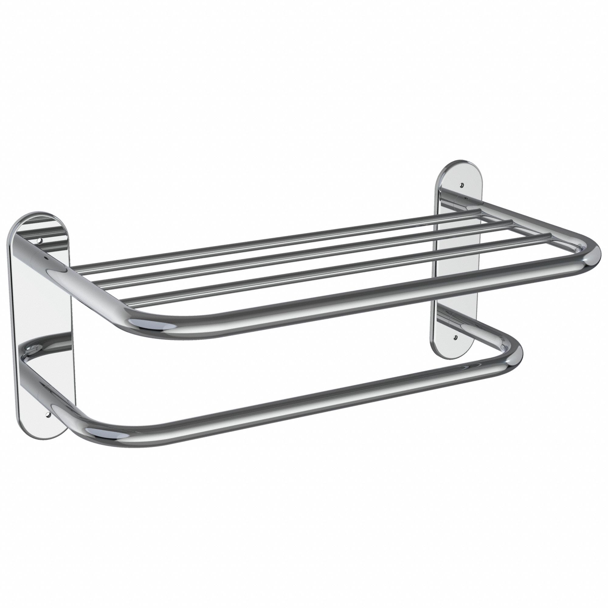 TOWEL RACK: WMRBS24, WALL MOUNT, 8½ IN X 26¼ IN X 10 IN, 24 IN BAR WD, STAINLESS STEEL