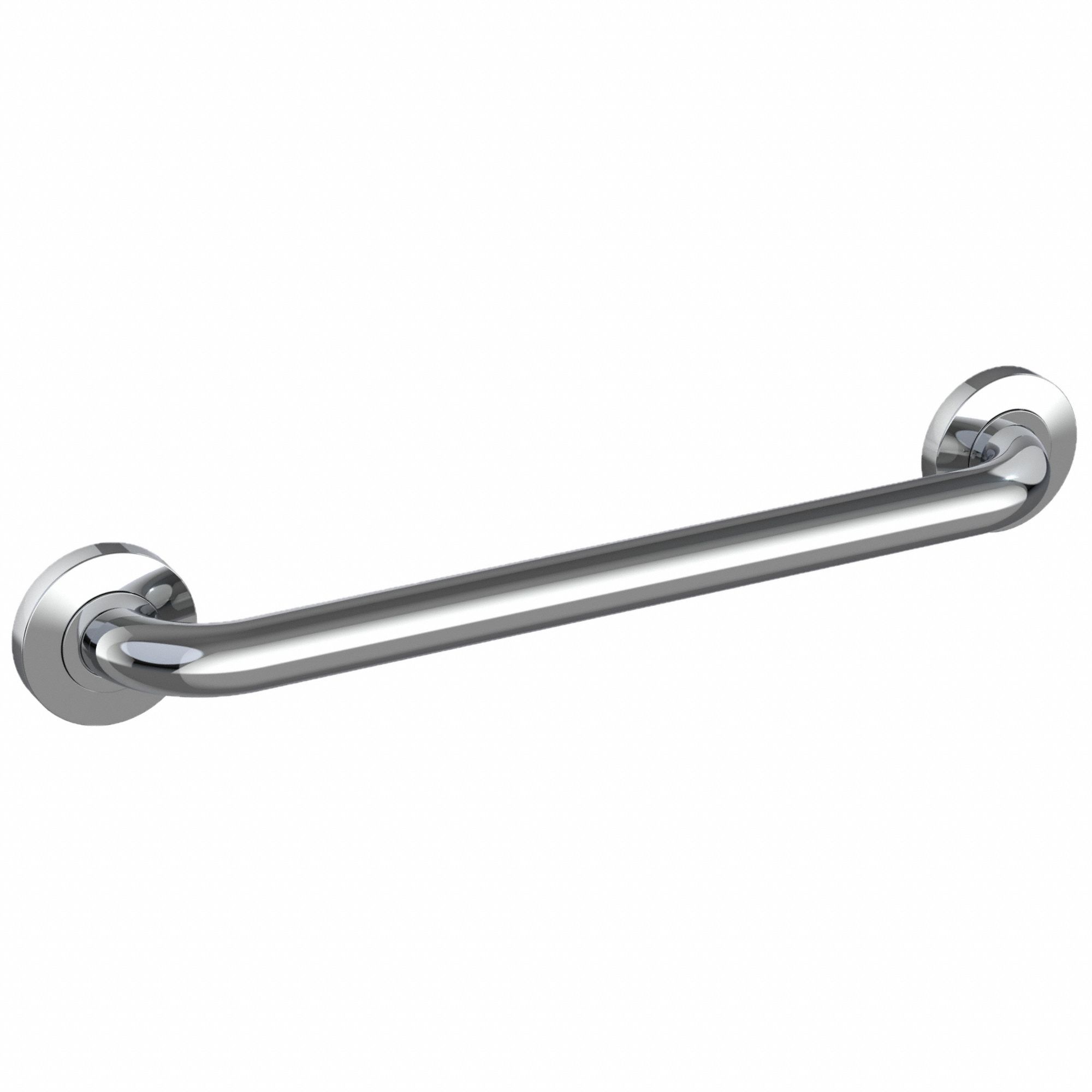 Grab Bar: Straight, 36 in Lg, 1 1/4 in Dia, Stainless Steel, Polished, Silver