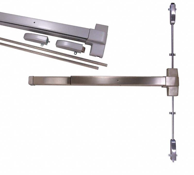 Surface Vertical Rod Exit Device: 32 in Max Door Wd, Stainless Steel
