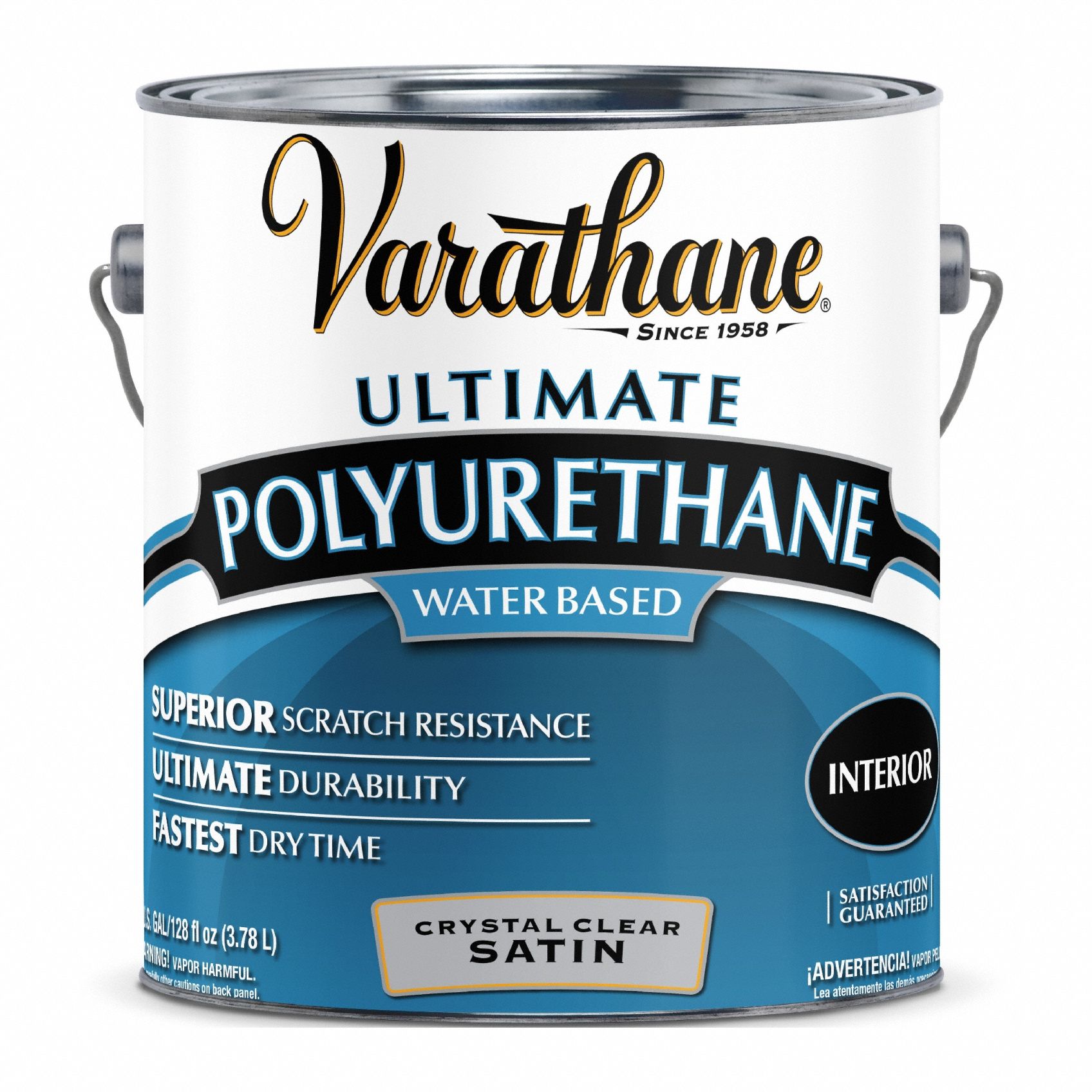 Finish: Finish, Interior, Water, 1 gal Container Size, Wood, Satin, Crystal Clear, Clear