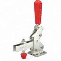 Hold-Down Clamp: Std Vertical  Handle, Flange Base Mounting, 76° Clamp Arm Opening Angle
