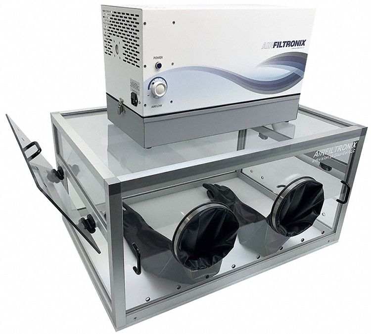 Glove Box: 24 in Overall Wd, 36 in Overall Lg, 2 Ports, HEPA, Filter