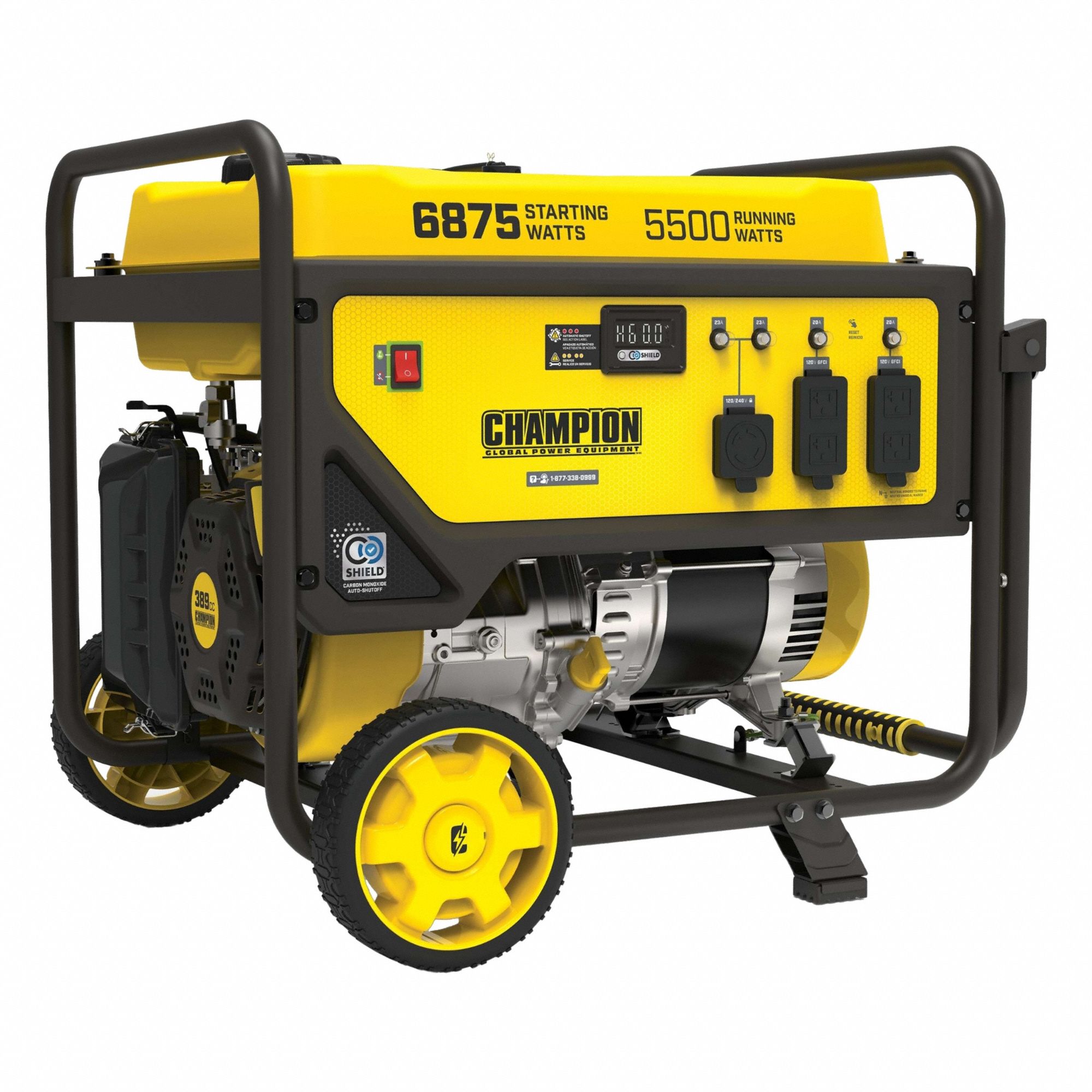 Portable Generator: Conventional, Gasoline, 5, 500 W Running, 120/240V AC