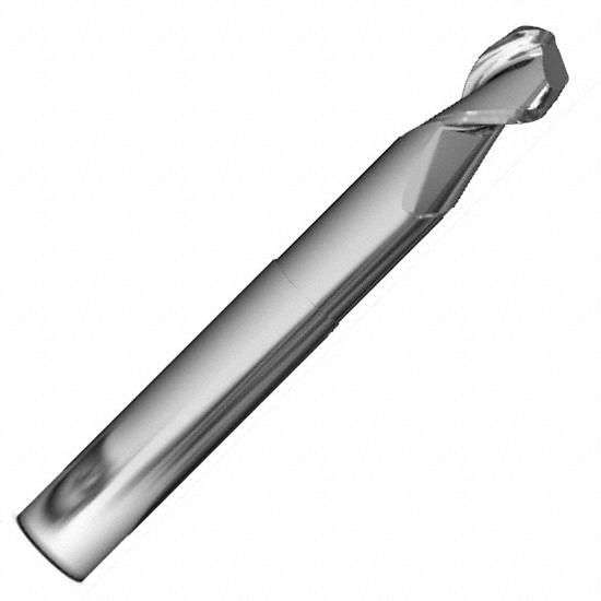 Ball End Mill: Carbide, 2 Flute, 1" Mill Dia, 1-1/4" LOC, 5" OAL, List 2014