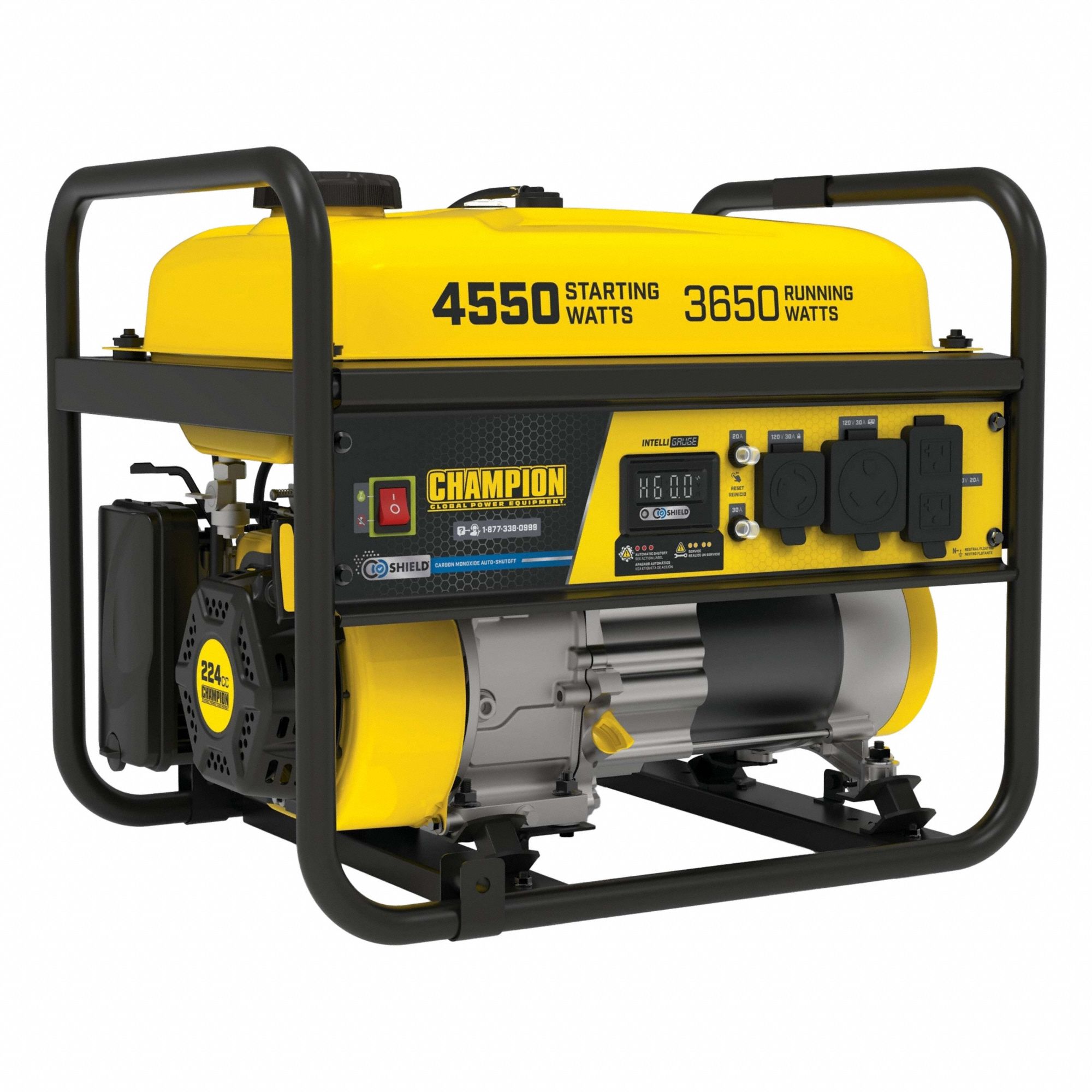 Portable Generator: Conventional, Gasoline, 3, 650 W Running, 120V AC