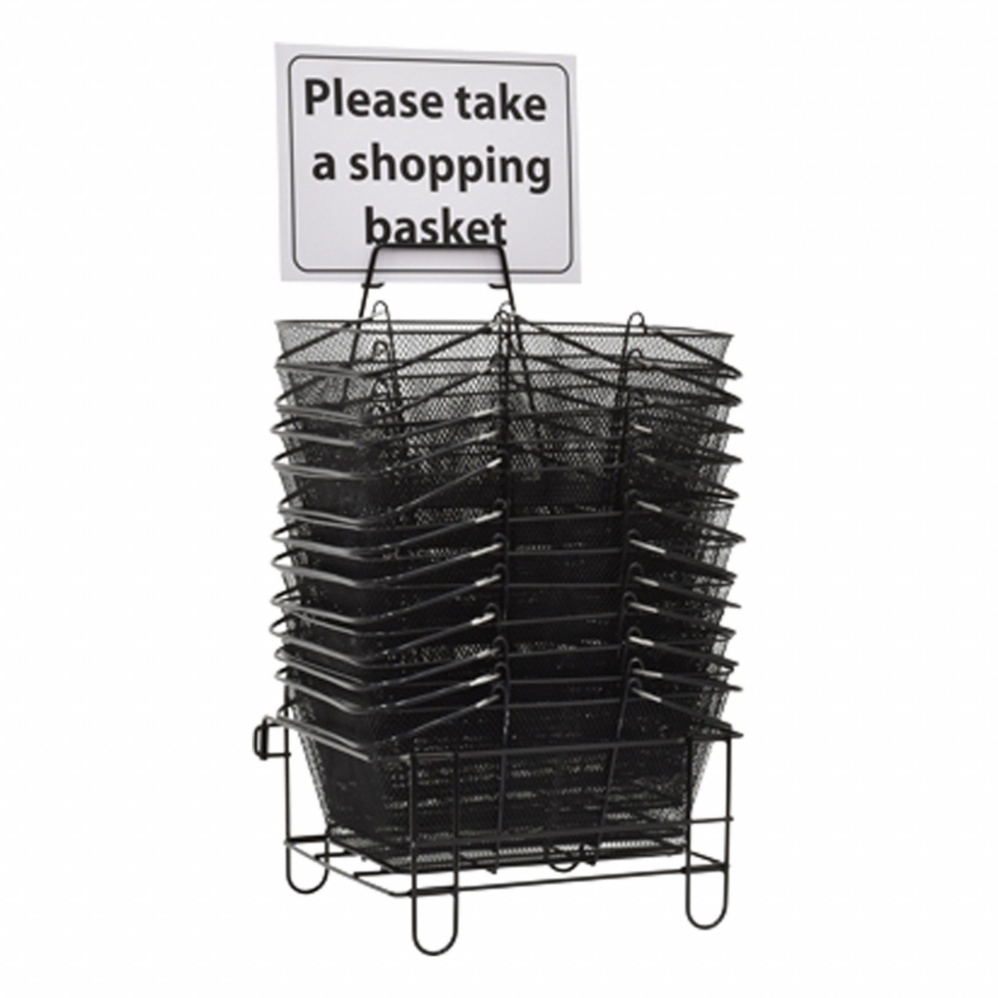 Shopping Basket: Black, 31 1/2 in Overall Ht, 16 1/2 in Overall Wd, 12 1/2 in Overall Lg, Steel