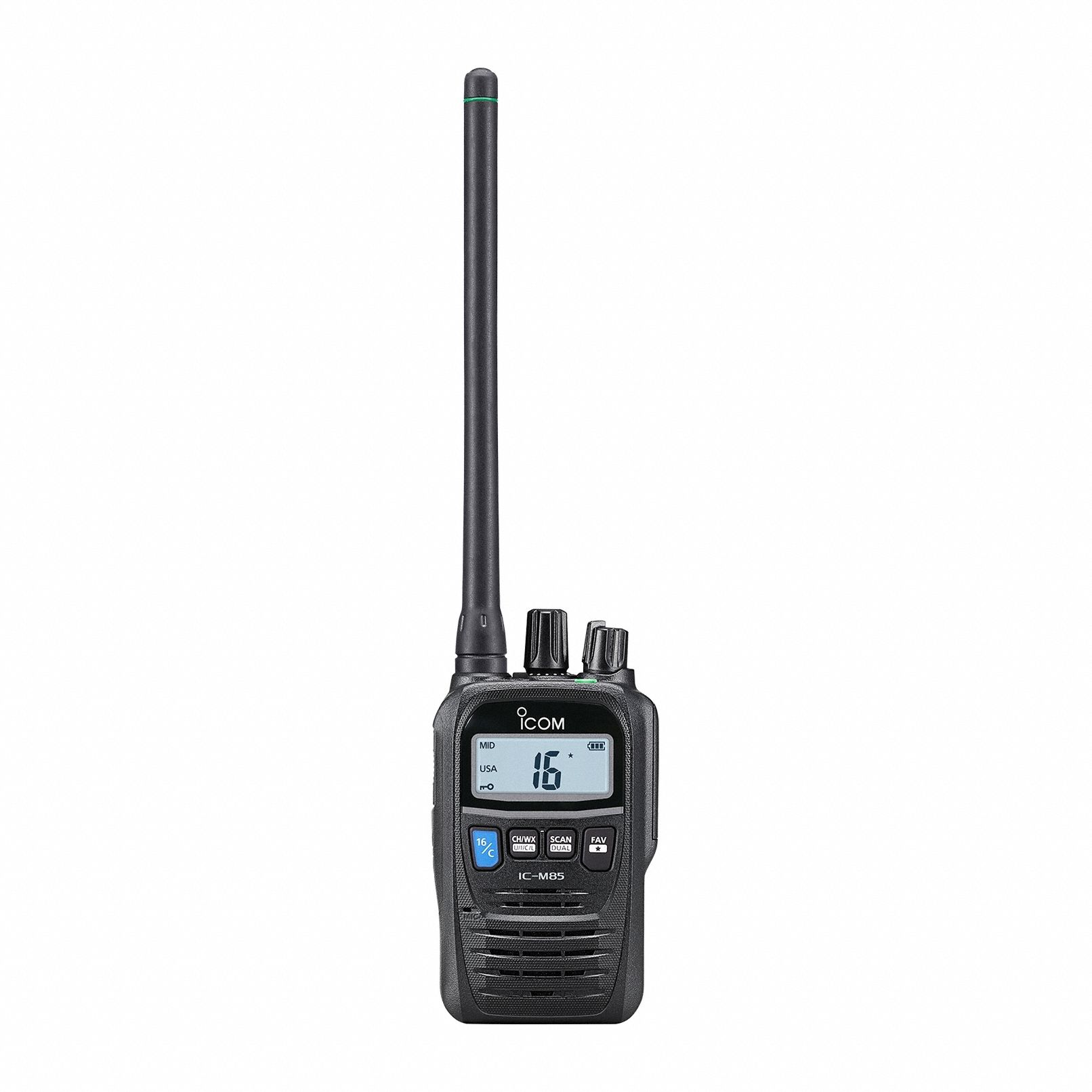 Handheld Two Way Radios: VHF, Analog, 5 W, 100 Channels, Numeric, IPX7, Black, M85, 14 hr