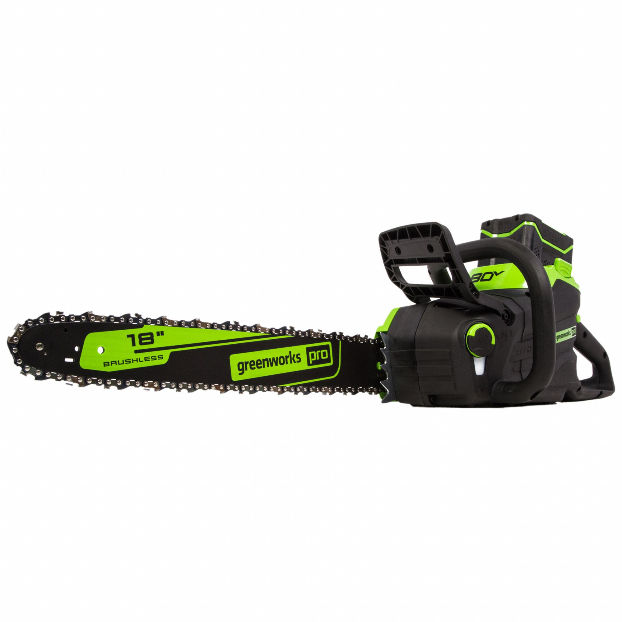 Cordless Chain Saw: Electric, 18 in Bar Lg, 45 cc Engine Displacement, 3.4 hp HP