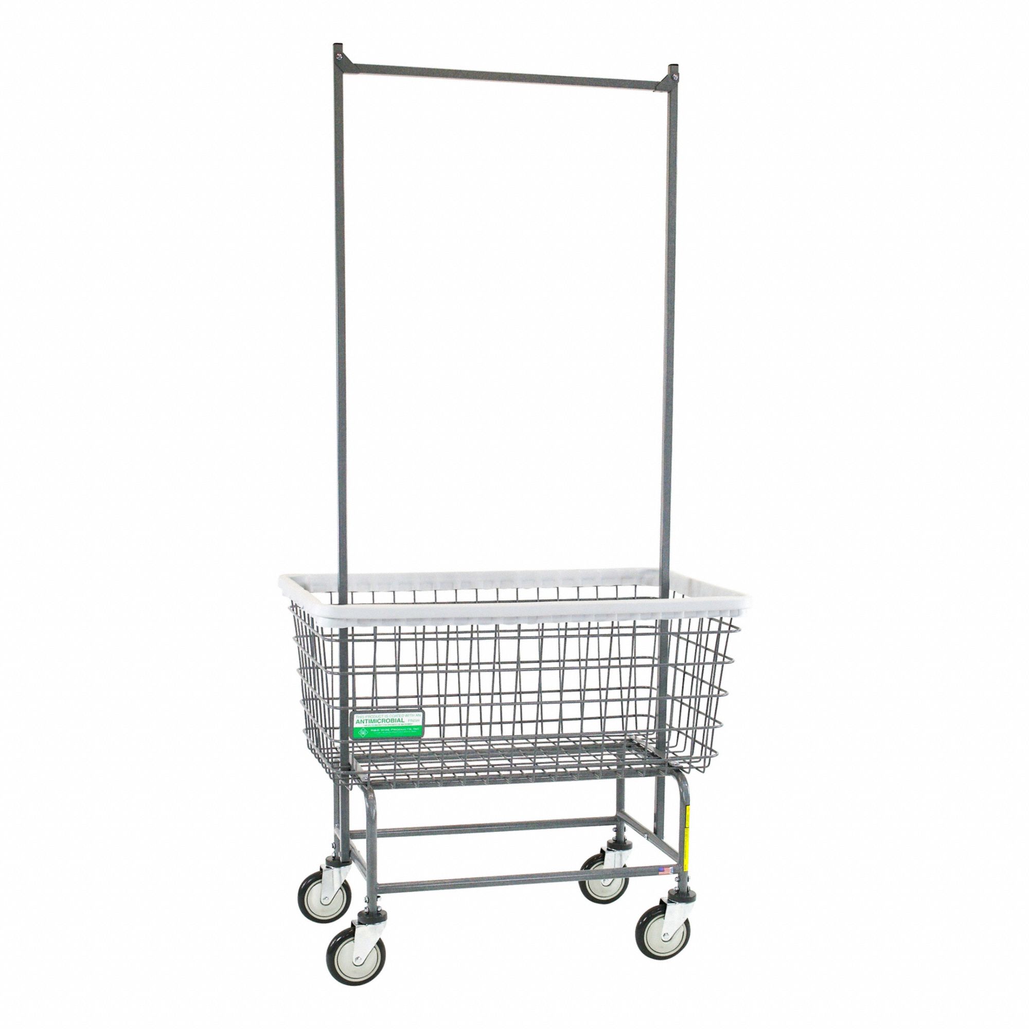 Laundry Cart: Gray, (4) Swivel, 7.5 cu ft Total Volume, 600 lb Wt Capacity