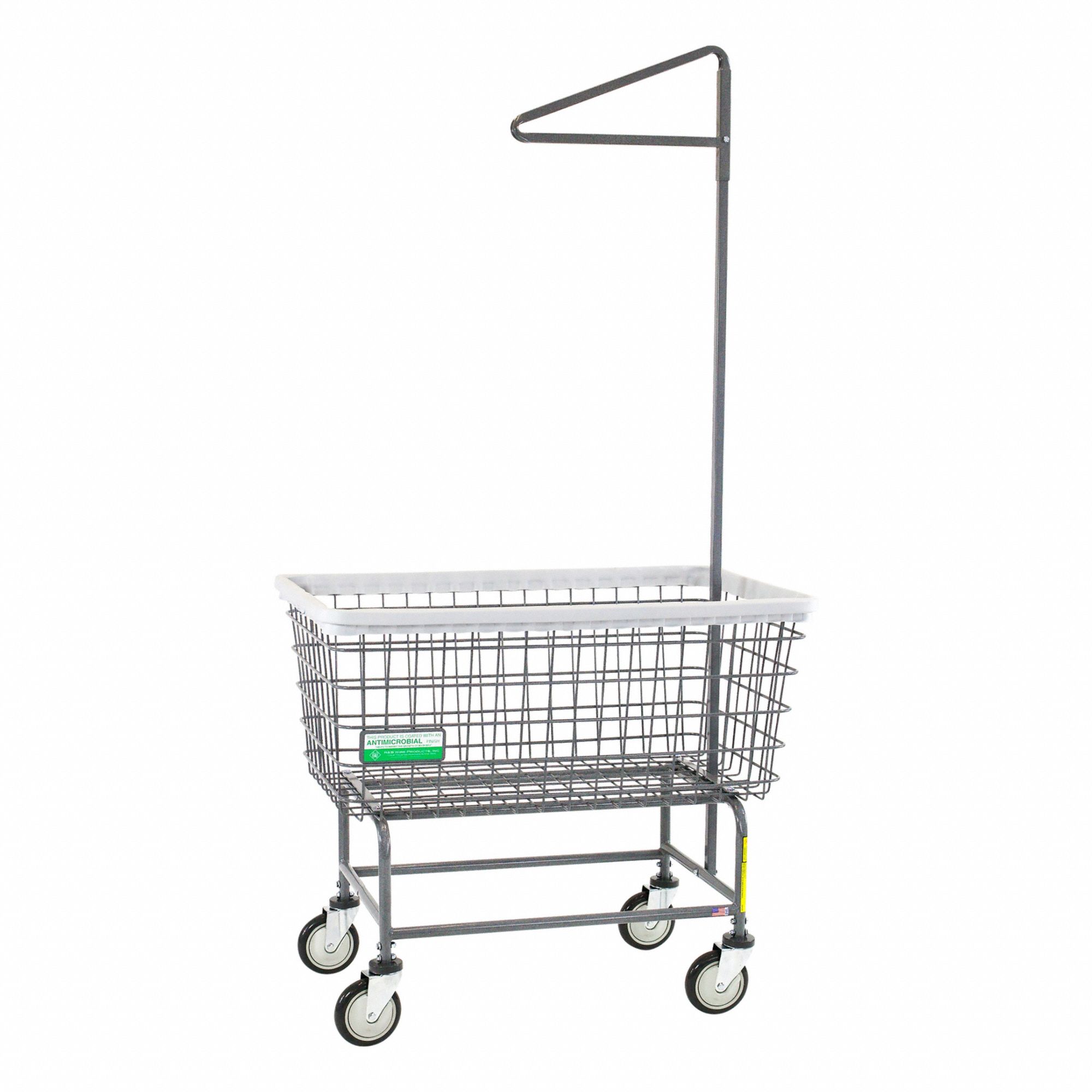 Laundry Cart: Gray, (4) Swivel, 7.5 cu ft Total Volume, 600 lb Wt Capacity