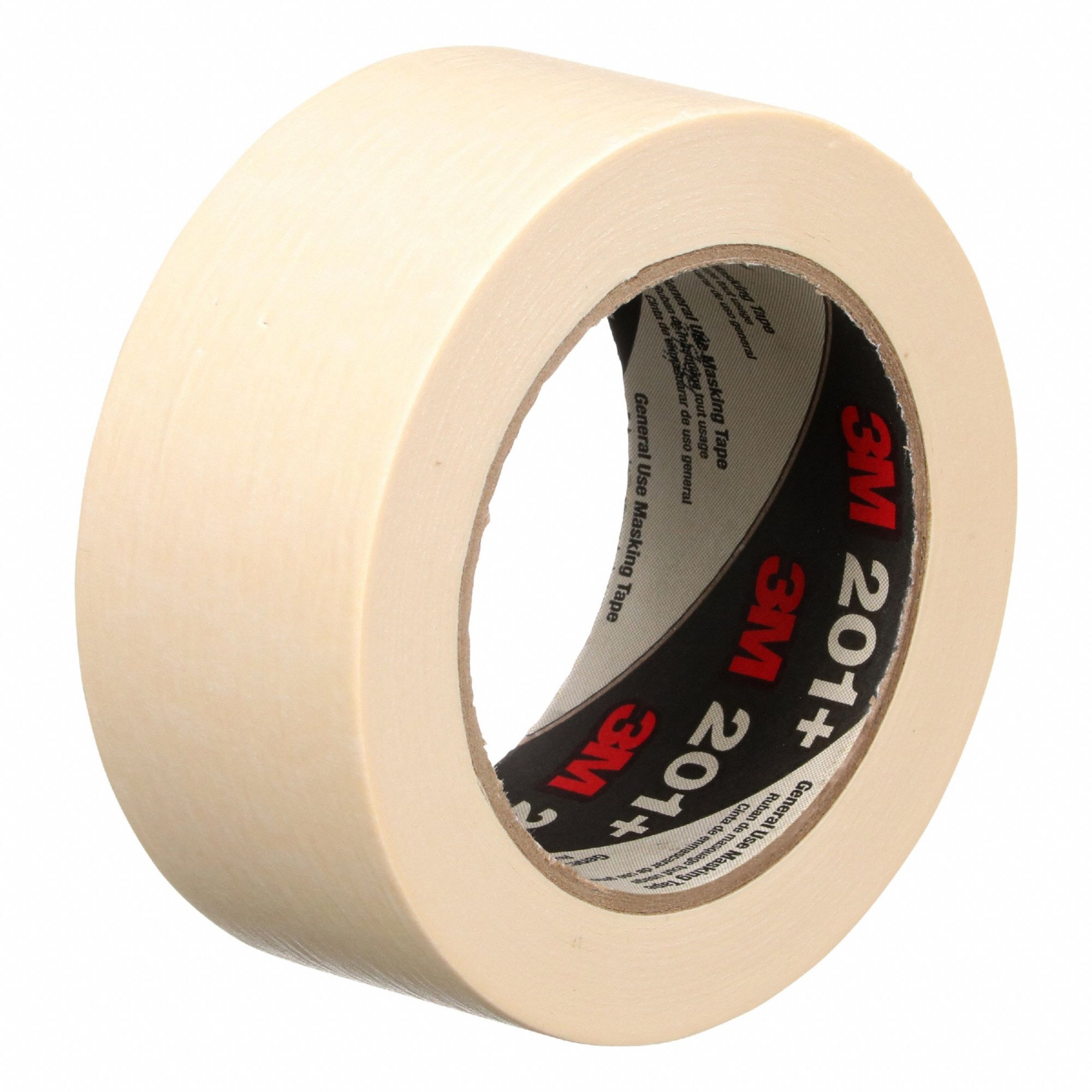Masking Tape: 201+, Tan, 1 7/8 in Roll Wd, 60 yd Overall Roll Lg, 4.4 mil Thick, Rubber
