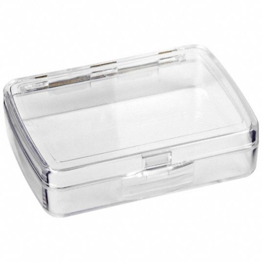 FLAMBEAU Storage Box: 3 7/8 in x 1 1/8 in, Clear, 1 Compartments, 0 Adj  Dividers, Snap