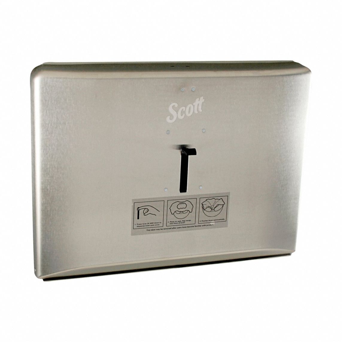 Toilet Seat Cover Dispenser: 1/2 Fold, (250) Seat Covers, Silver